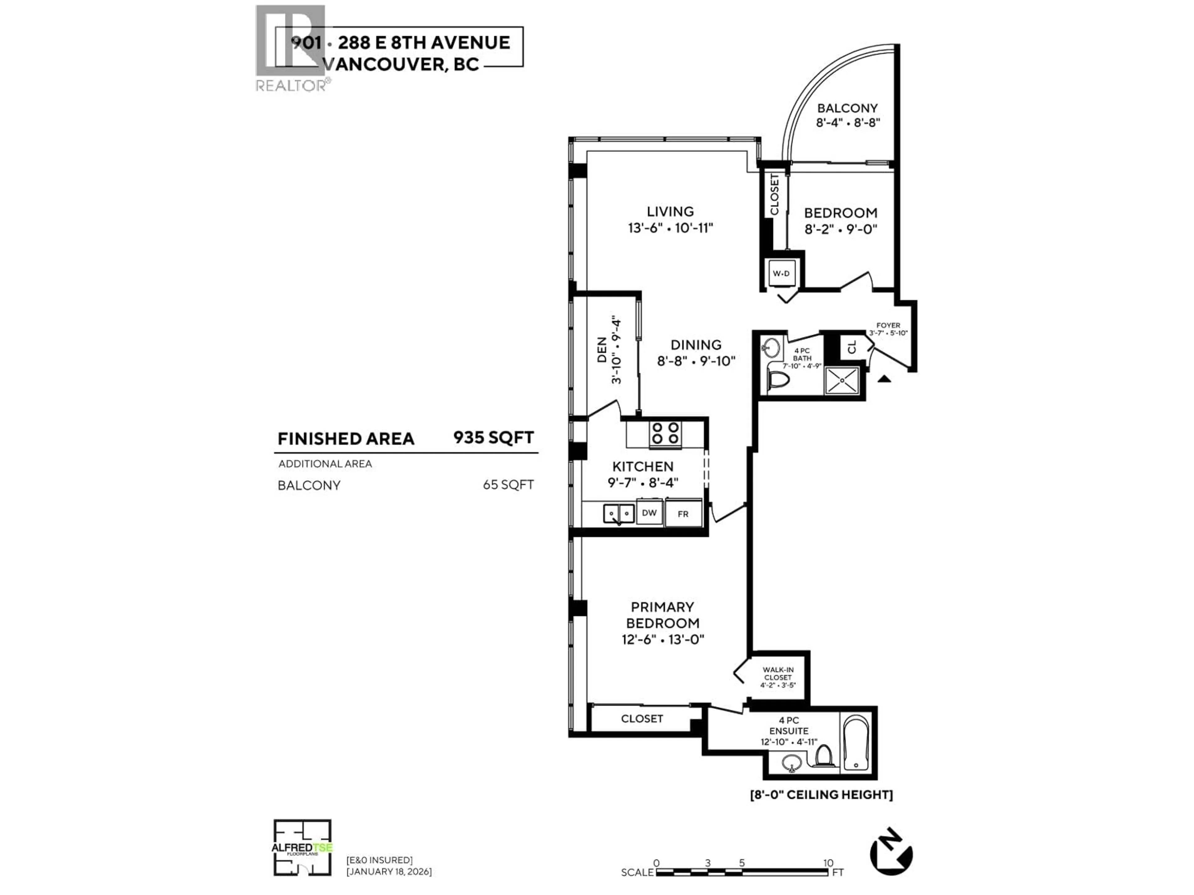 Floor plan for 901 - 288 8TH AVENUE, Vancouver British Columbia V5T4S8