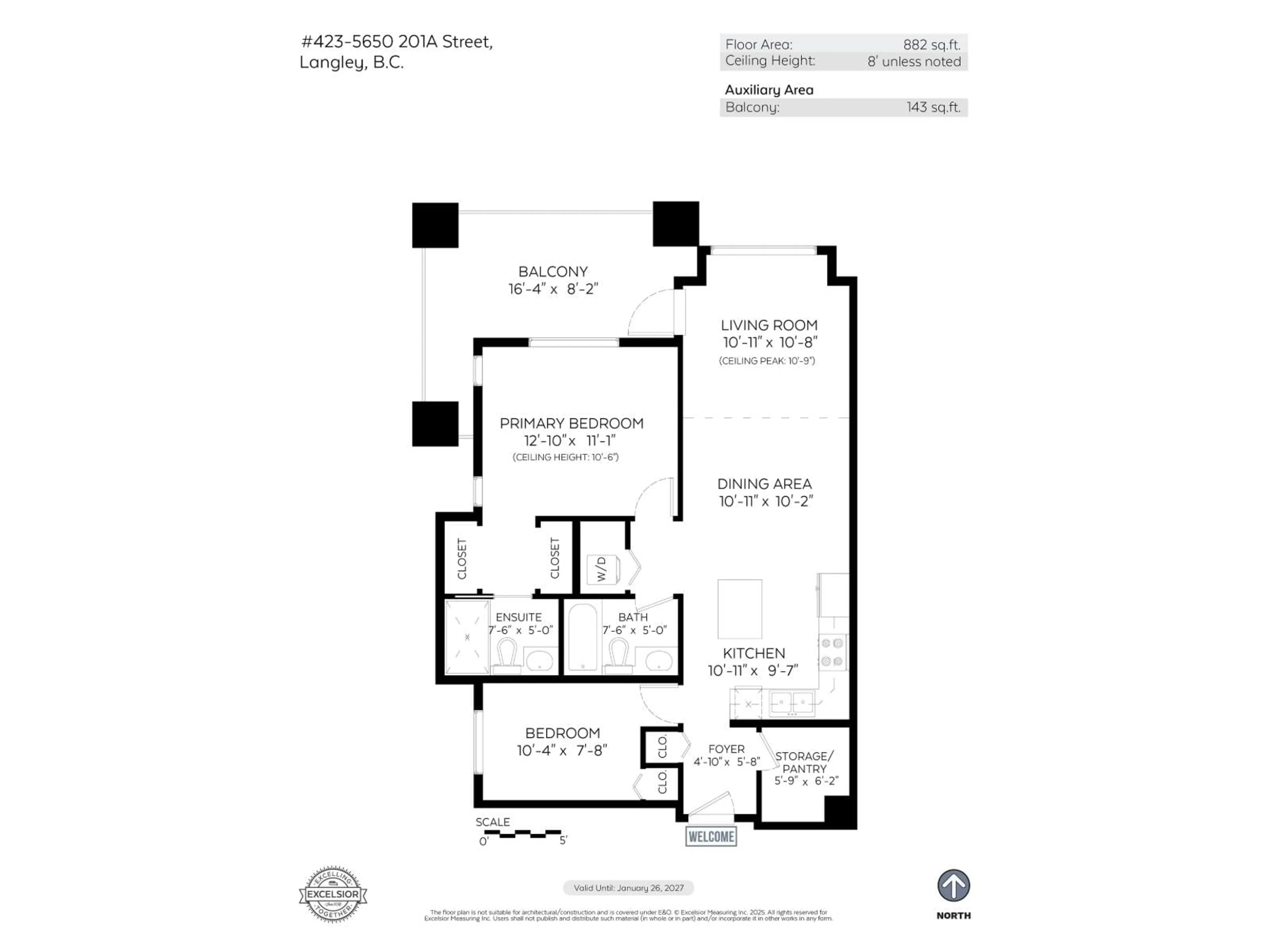 Floor plan for 423 - 5650 201A STREET, Langley British Columbia V3A0B3