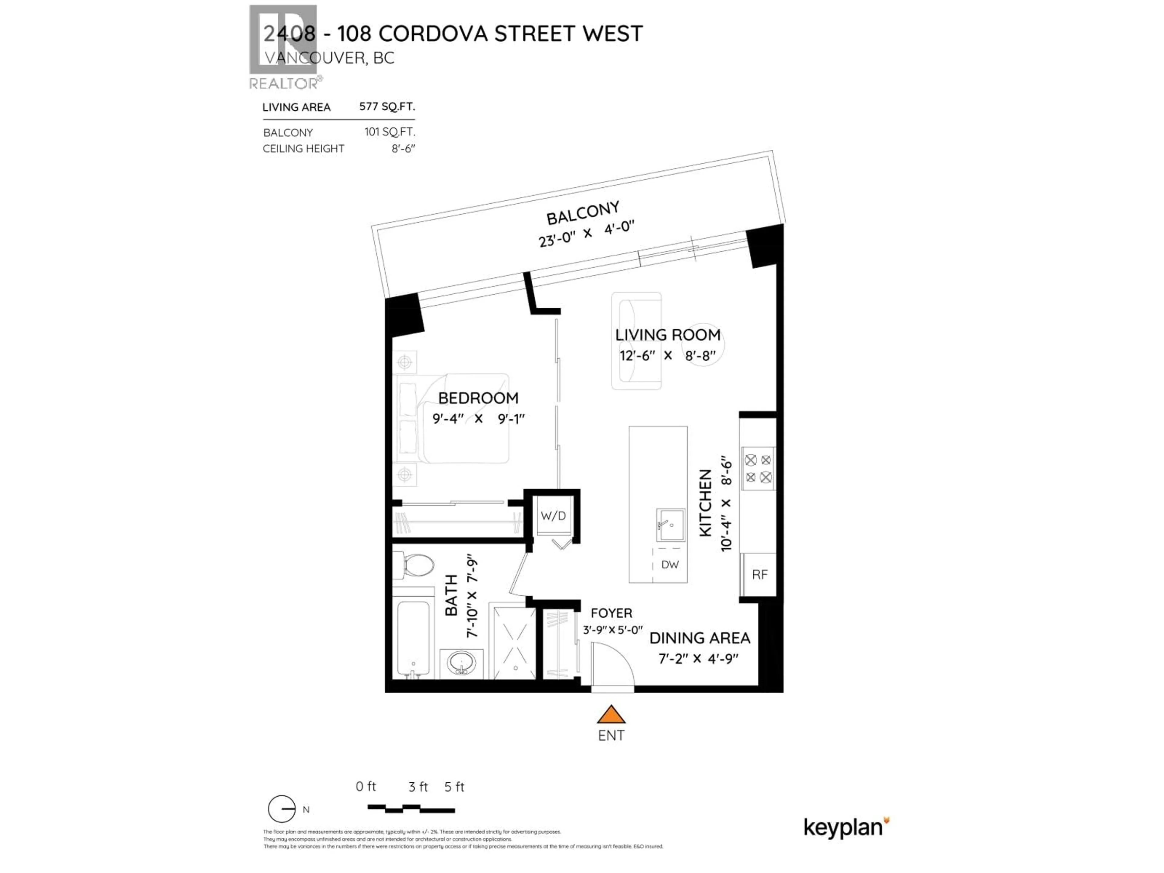 Floor plan for 2408 - 108 CORDOVA STREET, Vancouver British Columbia V6B0G5
