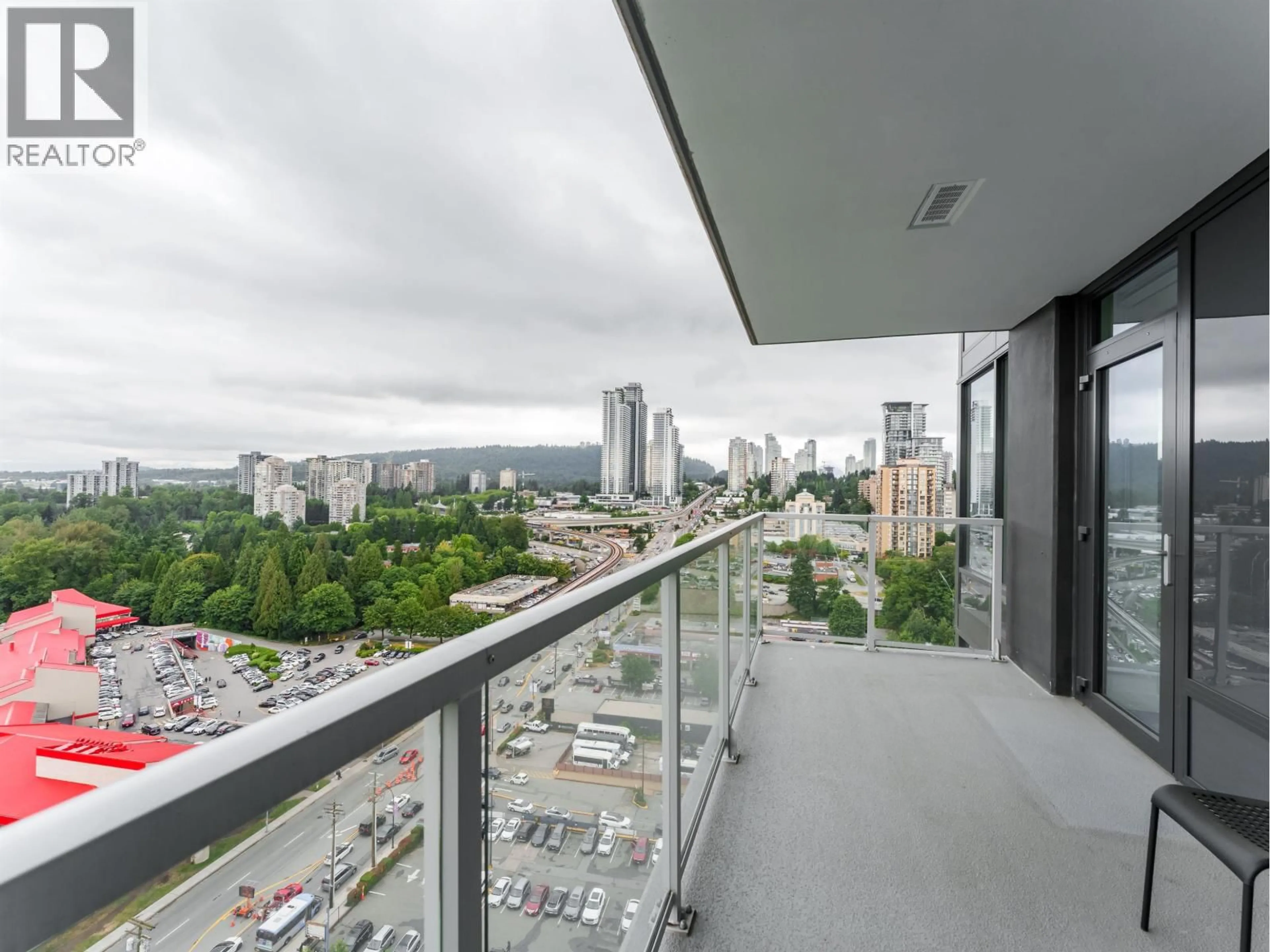 Balcony in the apartment, city buildings view from balcony for 1809 - 318 ALDERSON AVENUE, Coquitlam British Columbia V3K0J1