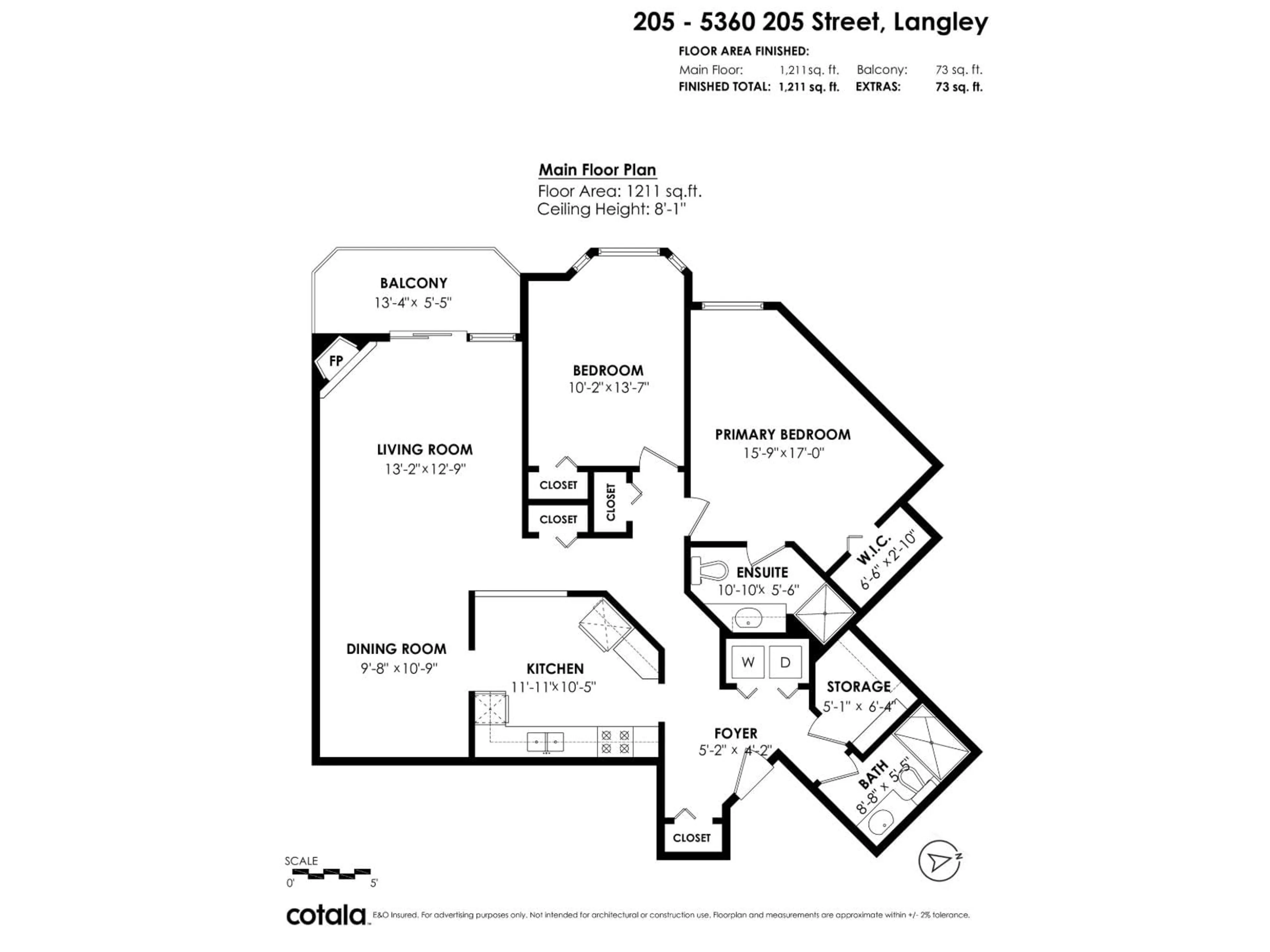 Floor plan for 205 - 5360 205 STREET, Langley British Columbia V3A7Y6