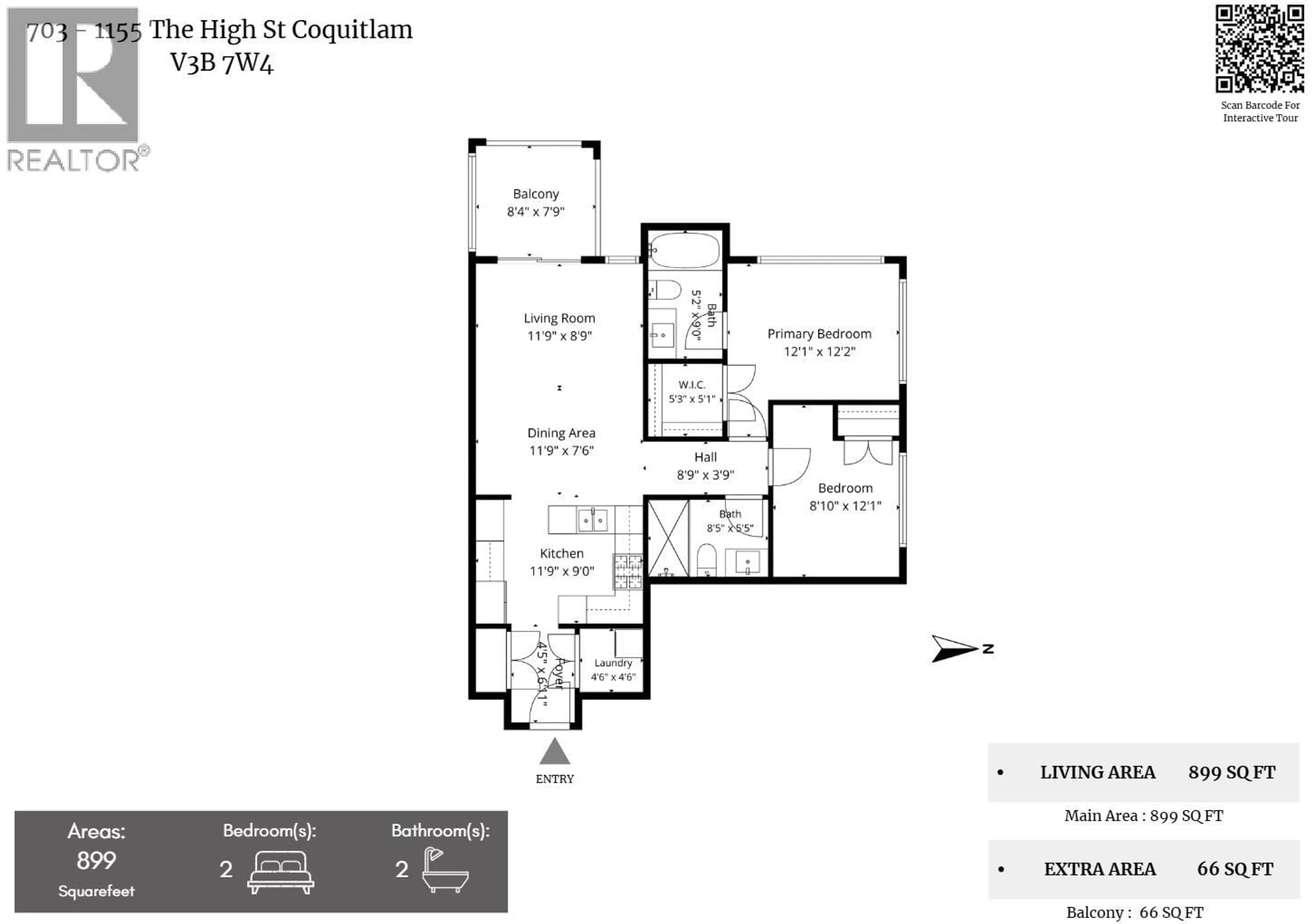 Floor plan for 703 - 1155 THE HIGH STREET, Coquitlam British Columbia V3B7W4