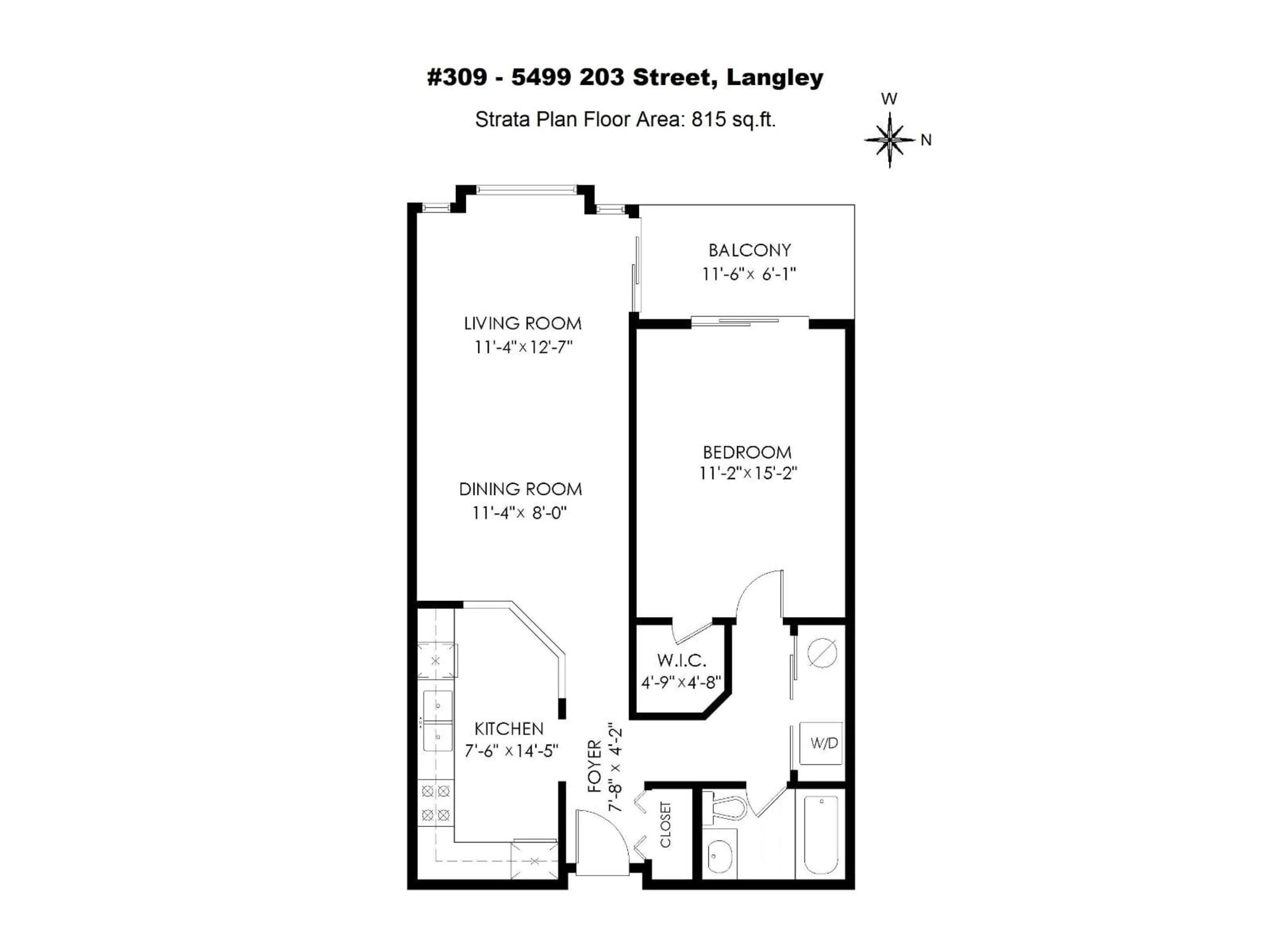 Floor plan for 309 - 5499 203 STREET, Langley British Columbia V3A1W1
