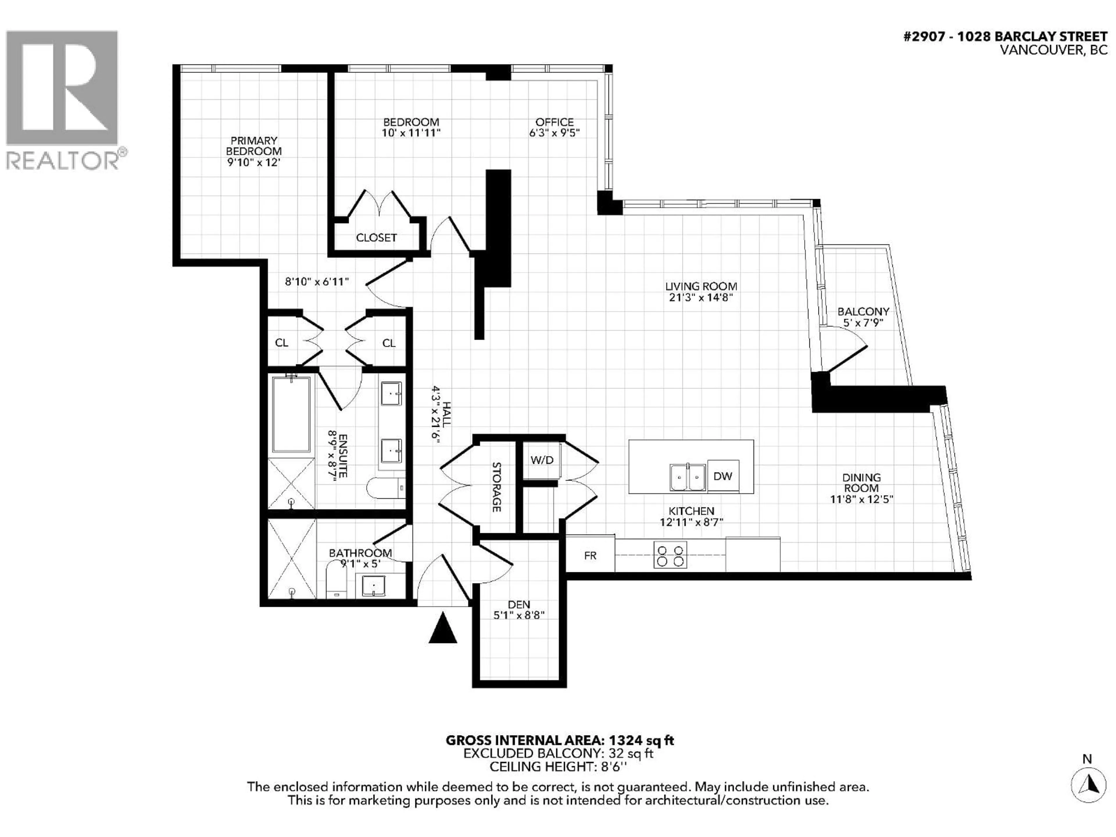Floor plan for 2907 - 1028 BARCLAY STREET, Vancouver British Columbia V6E0B1
