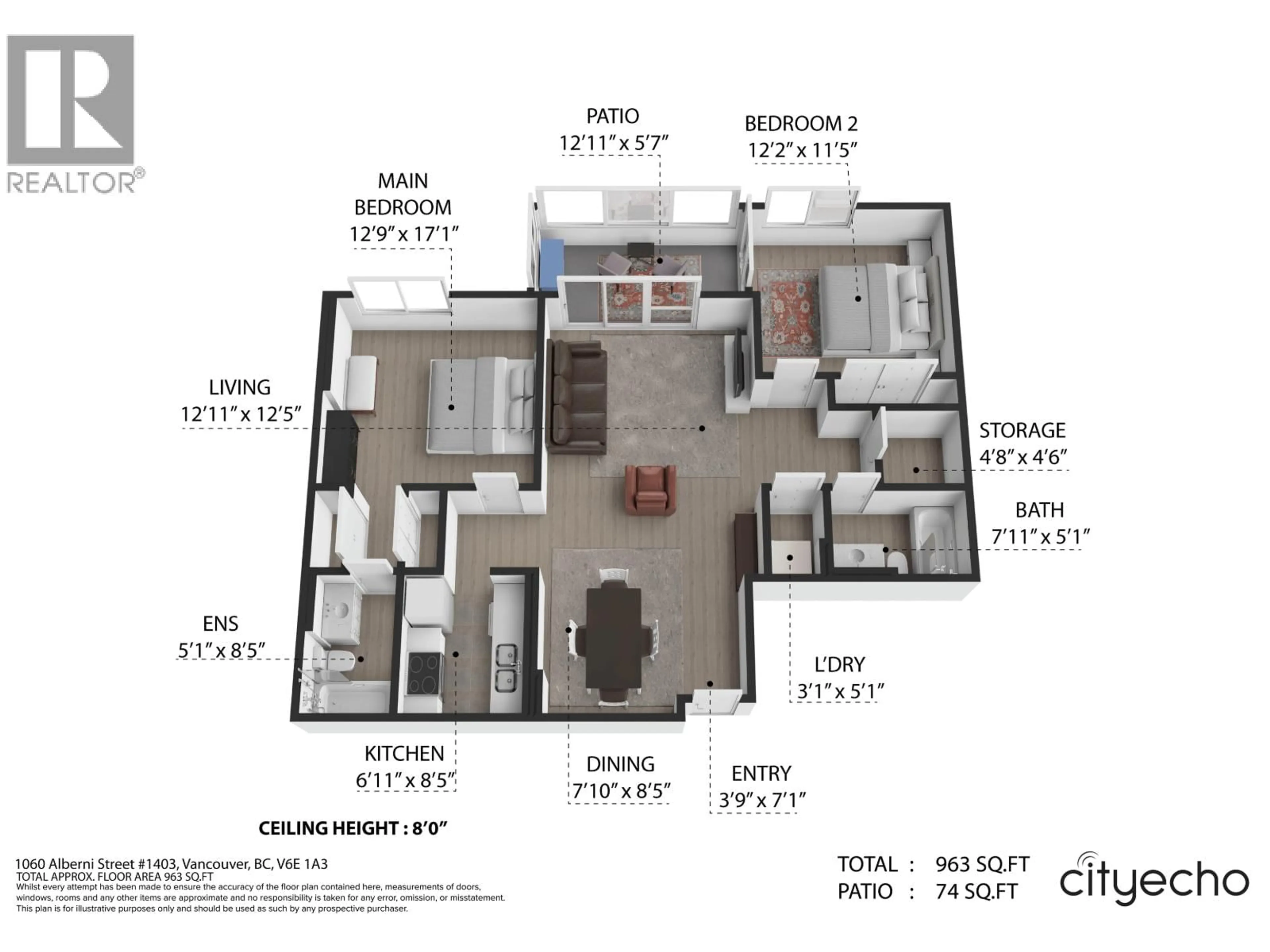 Floor plan for 1403 - 1060 ALBERNI STREET, Vancouver British Columbia V6E4K2