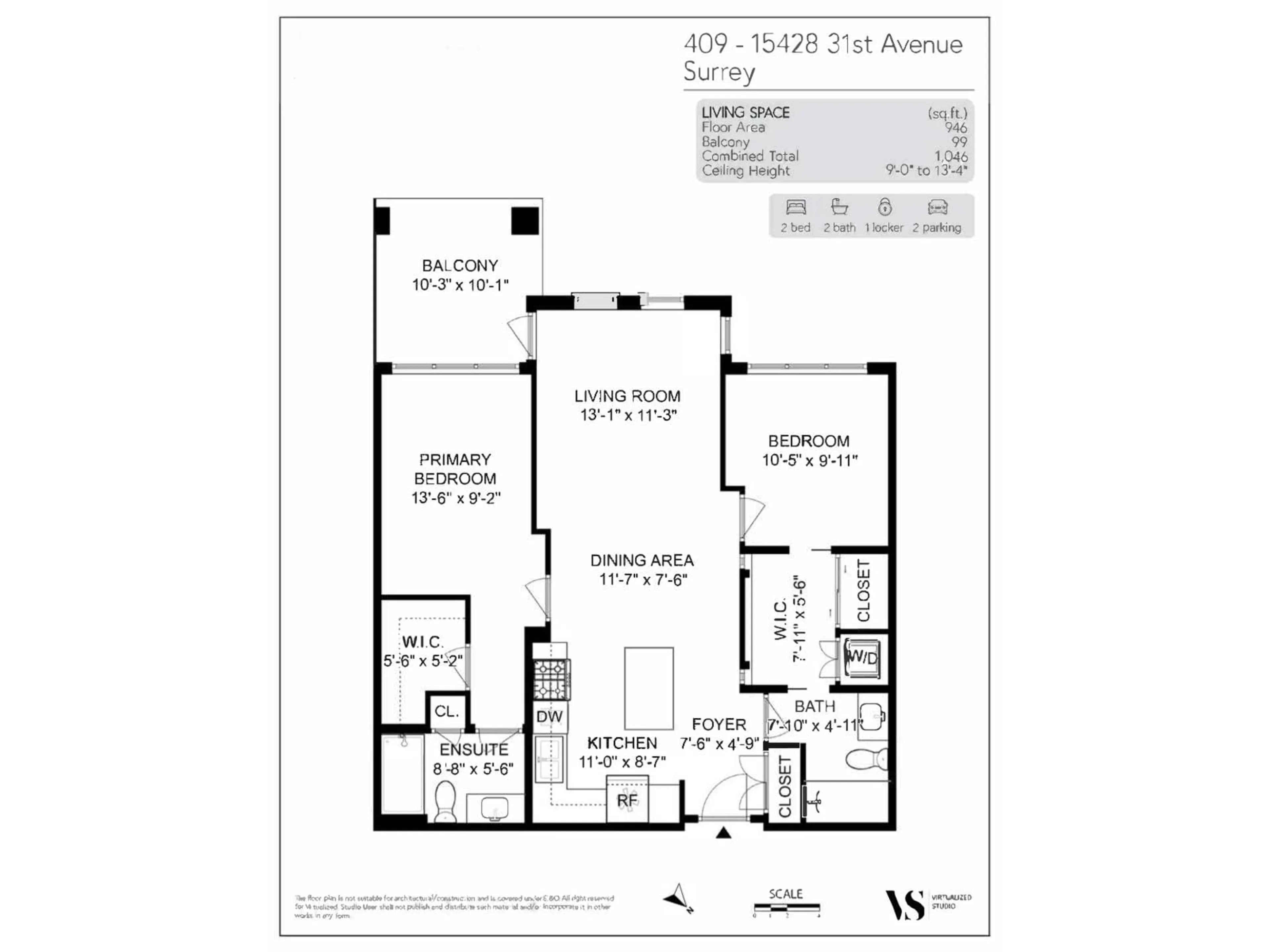 Floor plan for 409 - 15428 31 AVENUE, Surrey British Columbia V3Z3W4