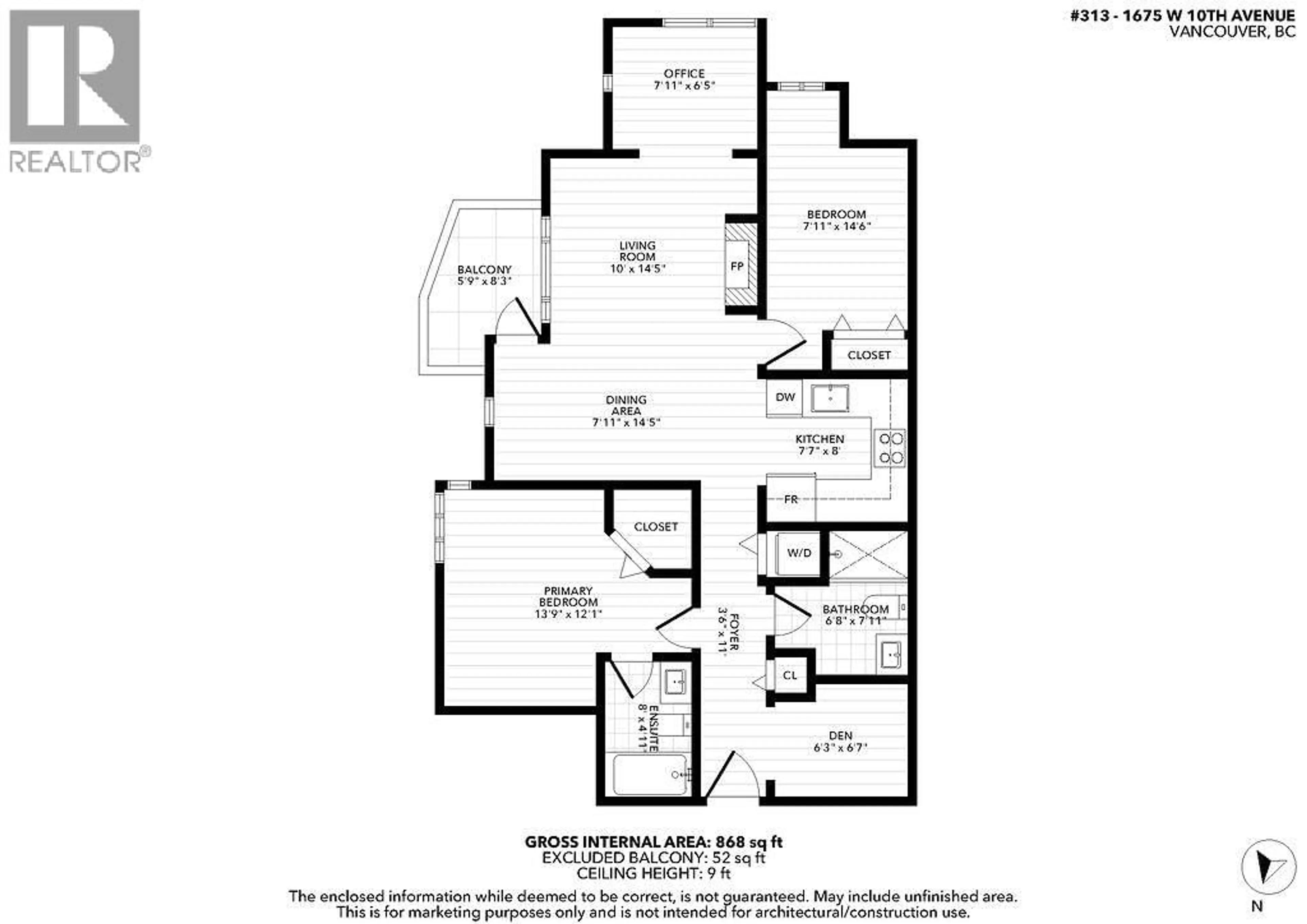 Floor plan for 313 - 1675 10TH AVENUE, Vancouver British Columbia V6J2A2