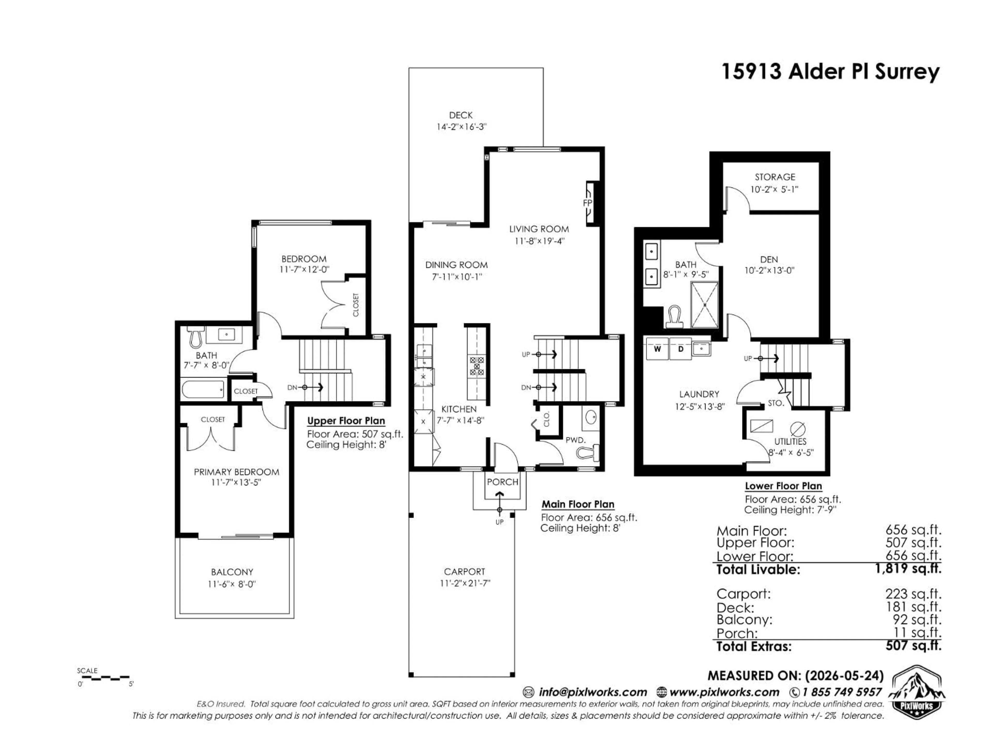 Floor plan for 15913 ALDER PLACE, Surrey British Columbia V4A5J1