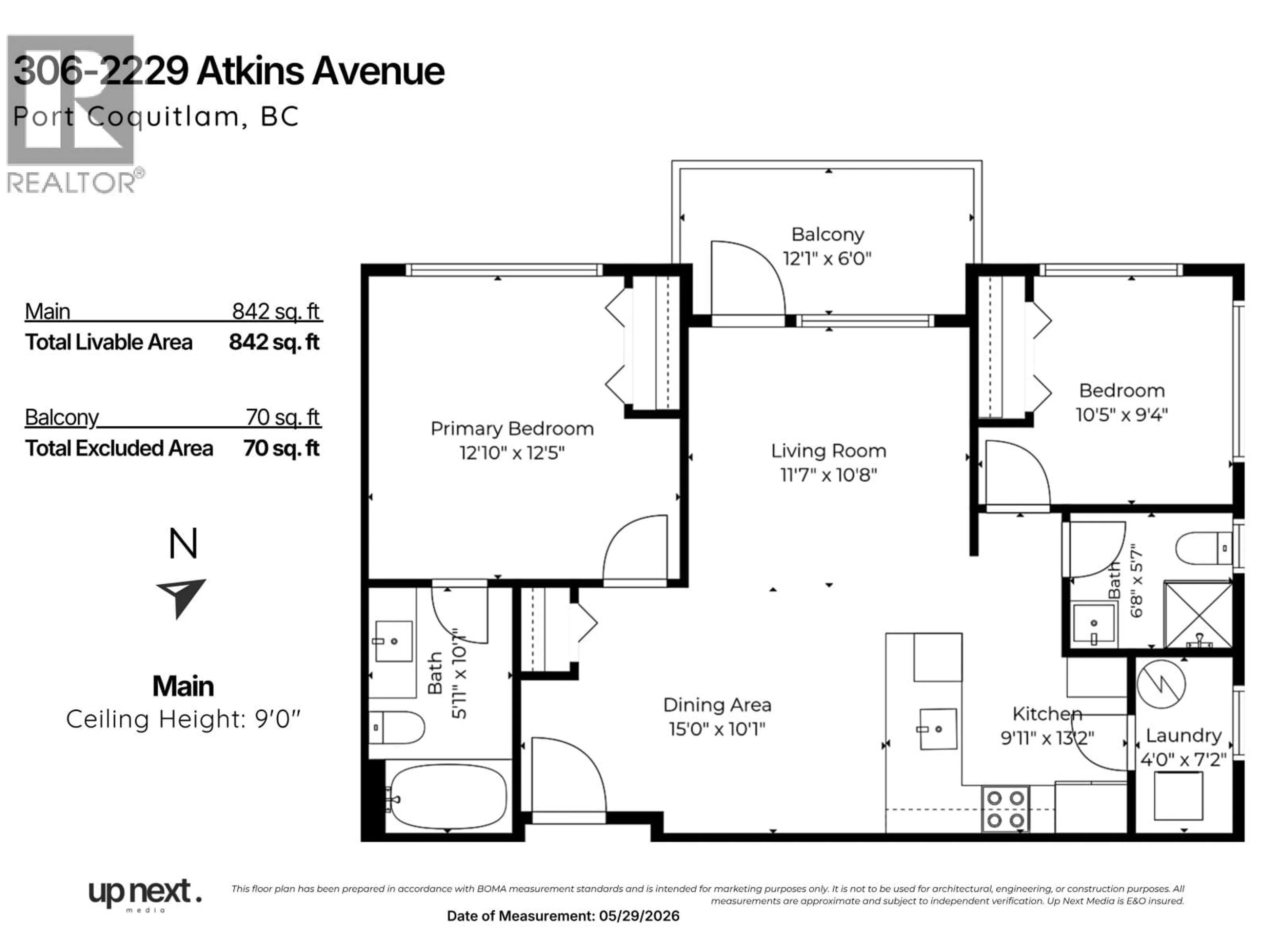 Floor plan for 306 - 2229 ATKINS AVENUE, Port Coquitlam British Columbia V3C0H2