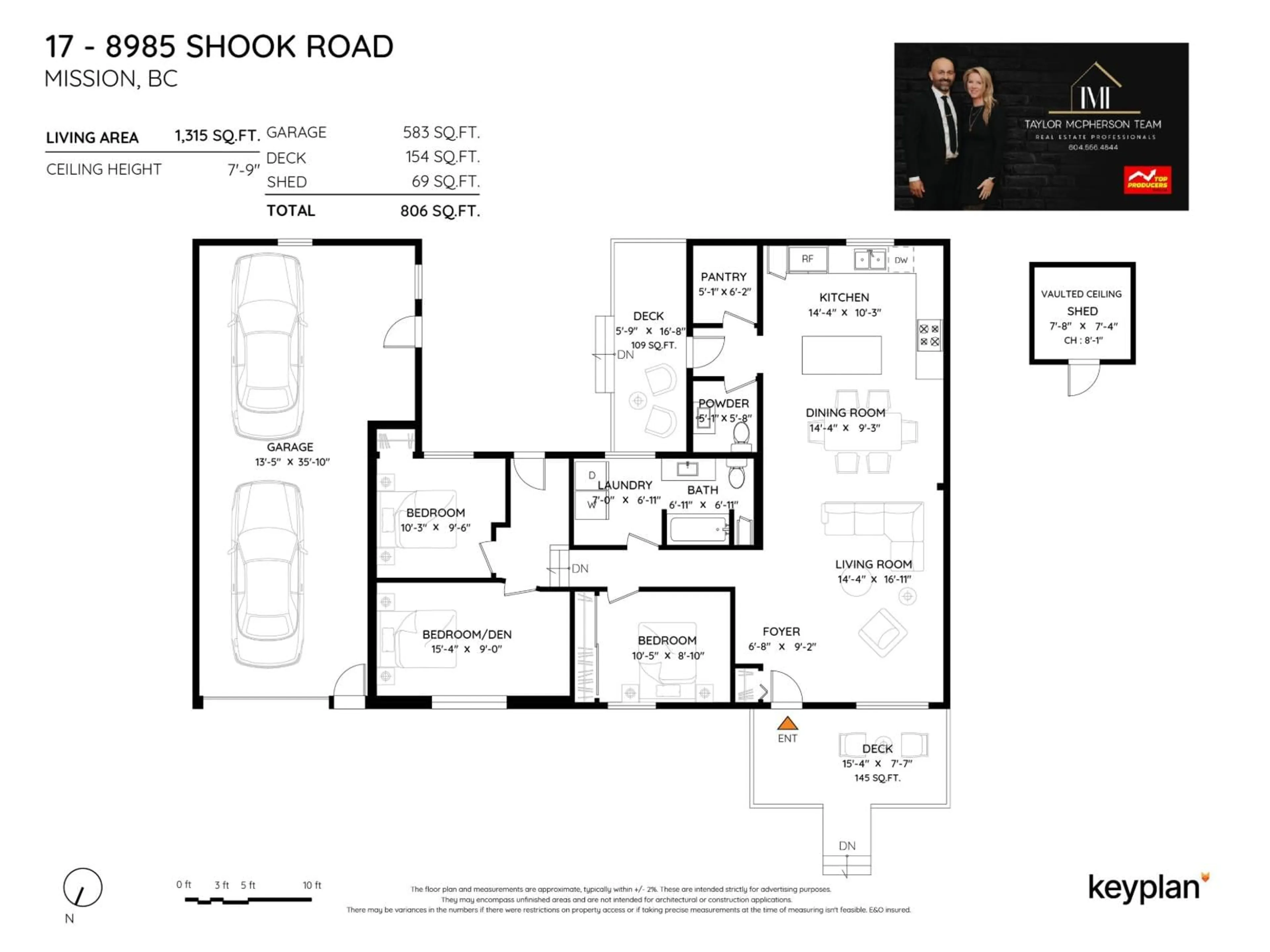 Floor plan for 17 - 8985 SHOOK ROAD, Mission British Columbia V2V7M9
