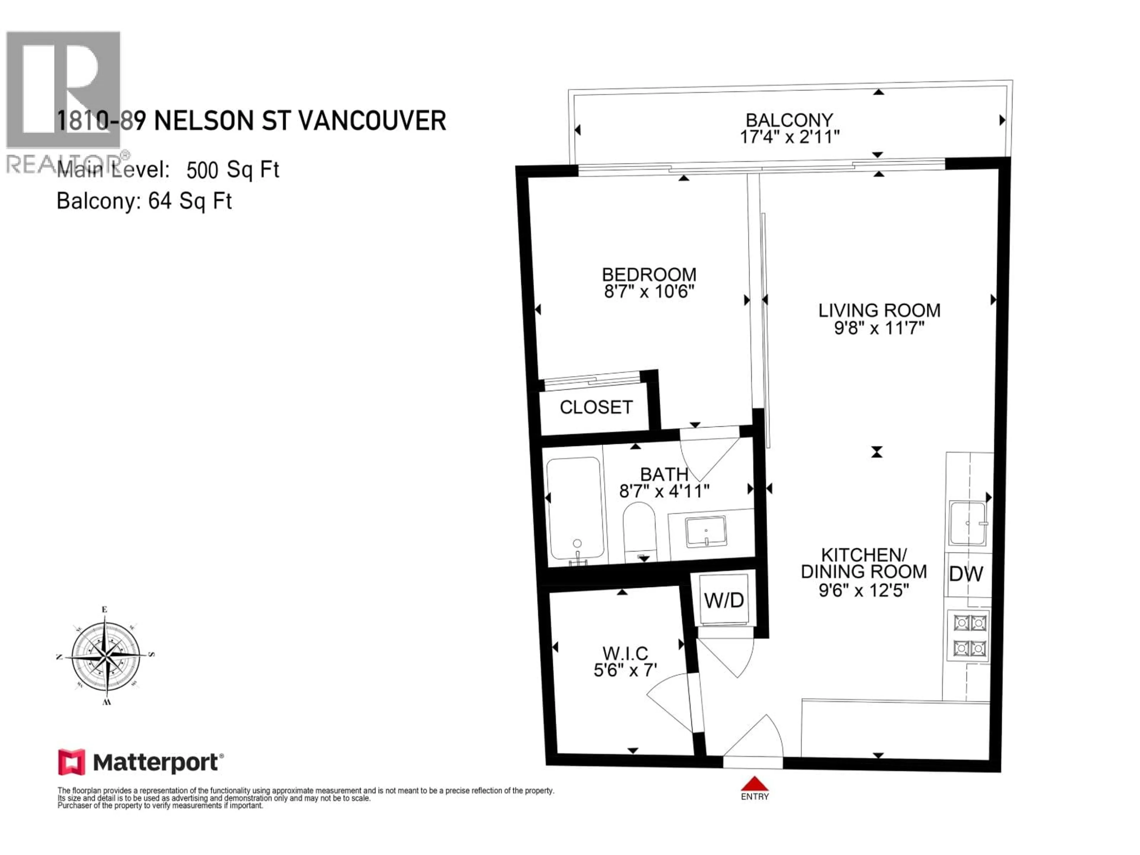 Floor plan for 1810 - 89 NELSON STREET, Vancouver British Columbia V6Z0E7