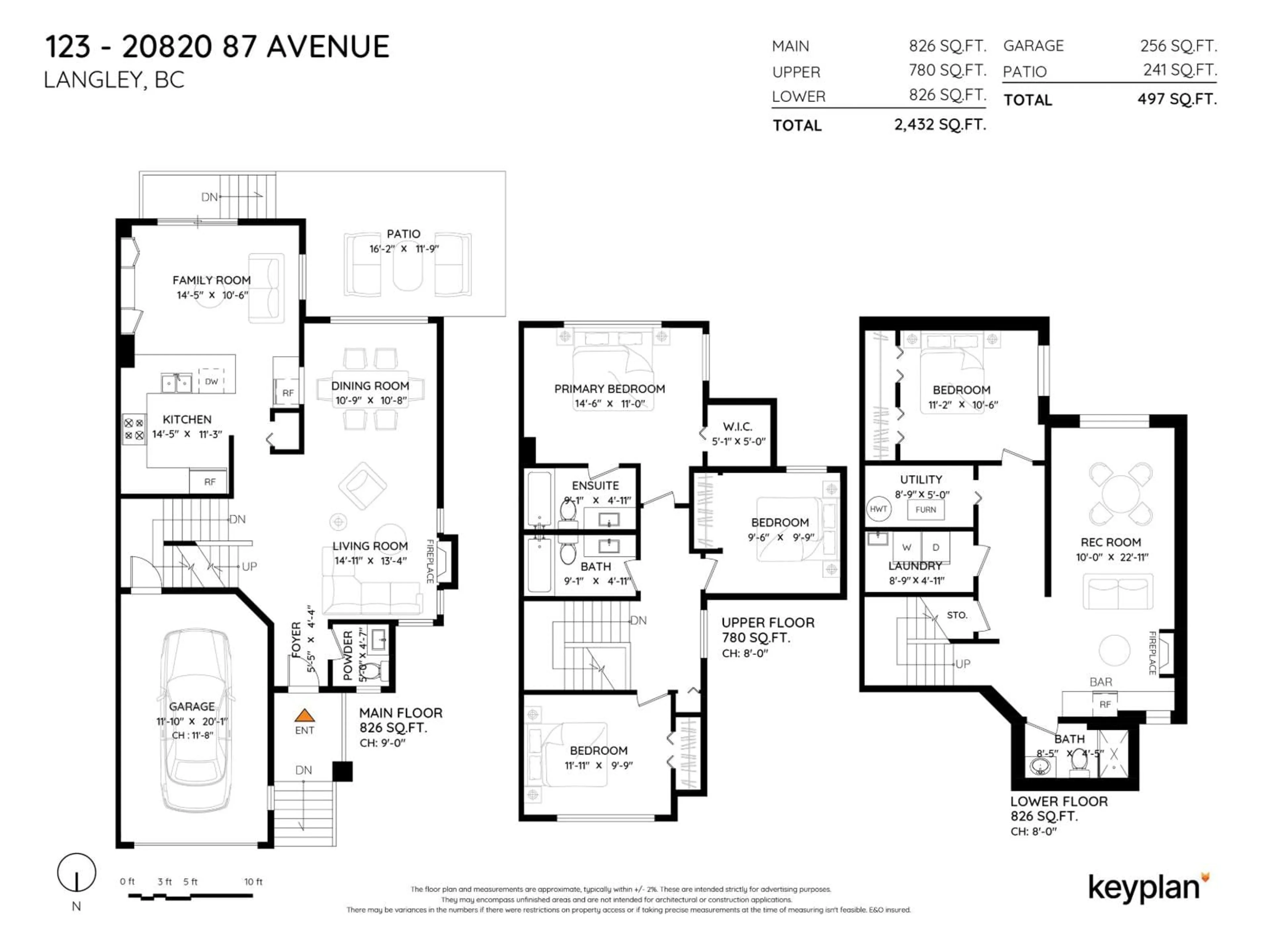 Floor plan for 123 - 20820 87 AVENUE, Langley British Columbia V1M3W5