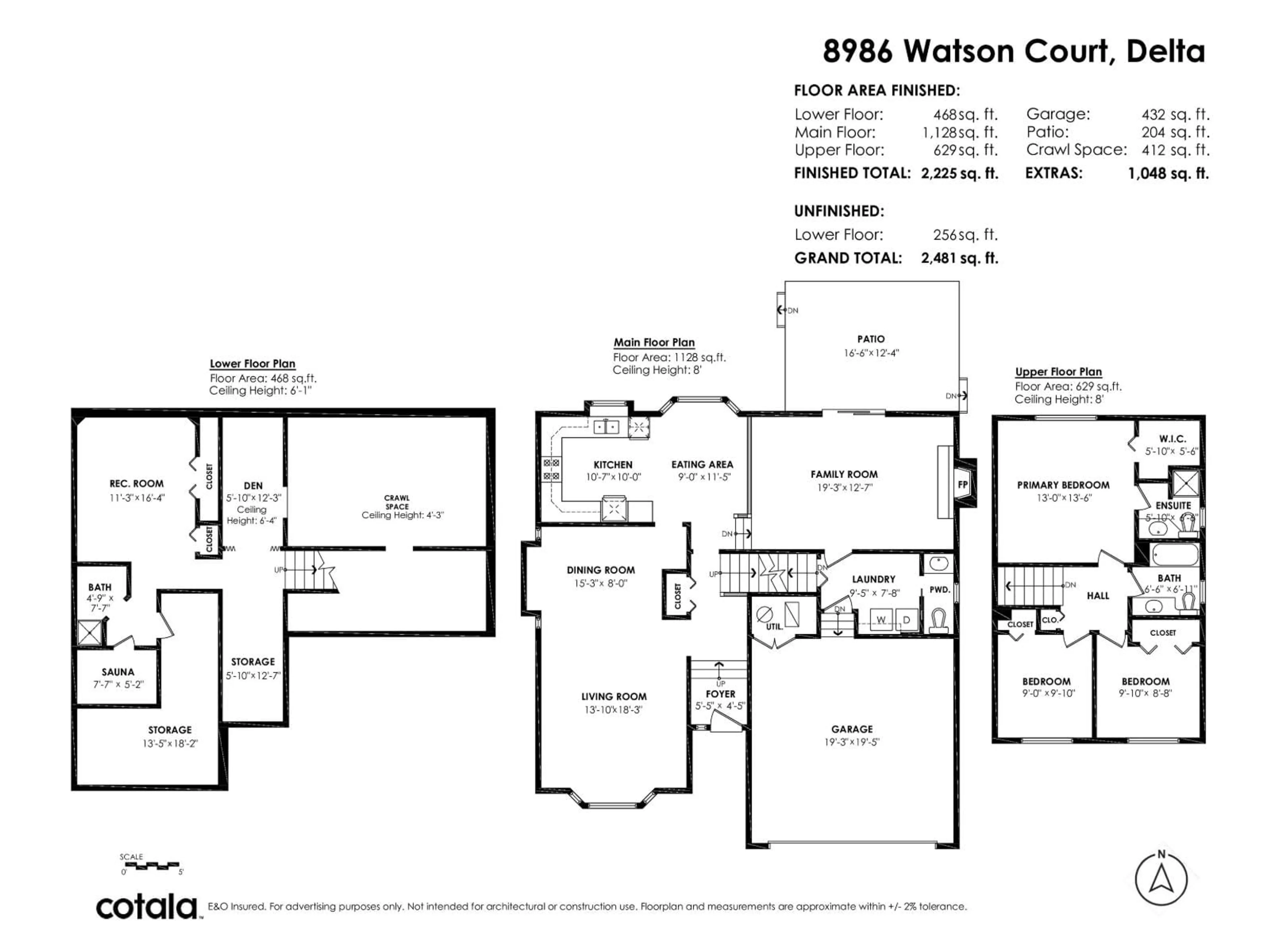 Floor plan for 8986 WATSON COURT, Delta British Columbia V4C8A1