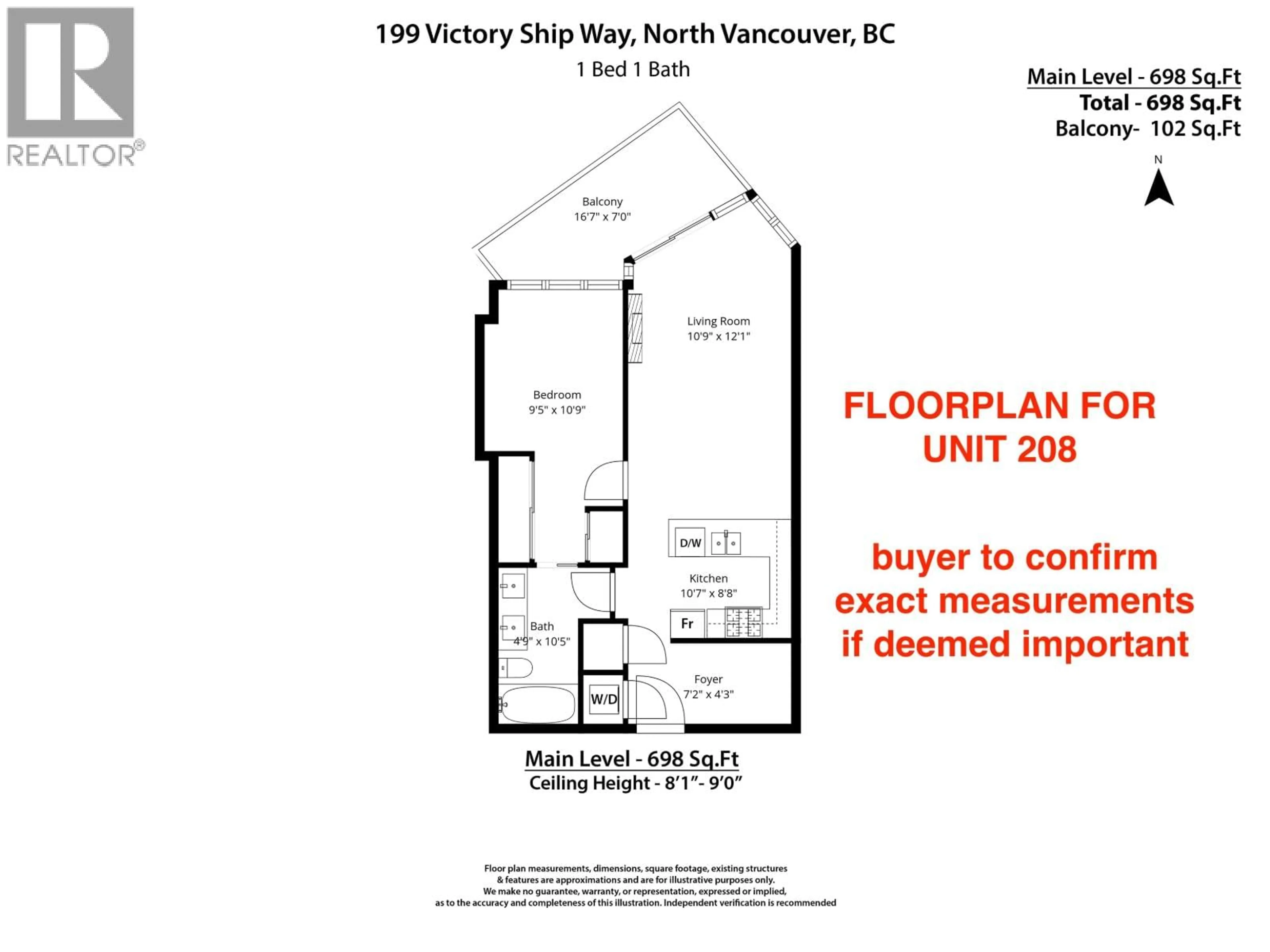 Floor plan for 808 - 199 VICTORY SHIP WAY, North Vancouver British Columbia V7L0B2