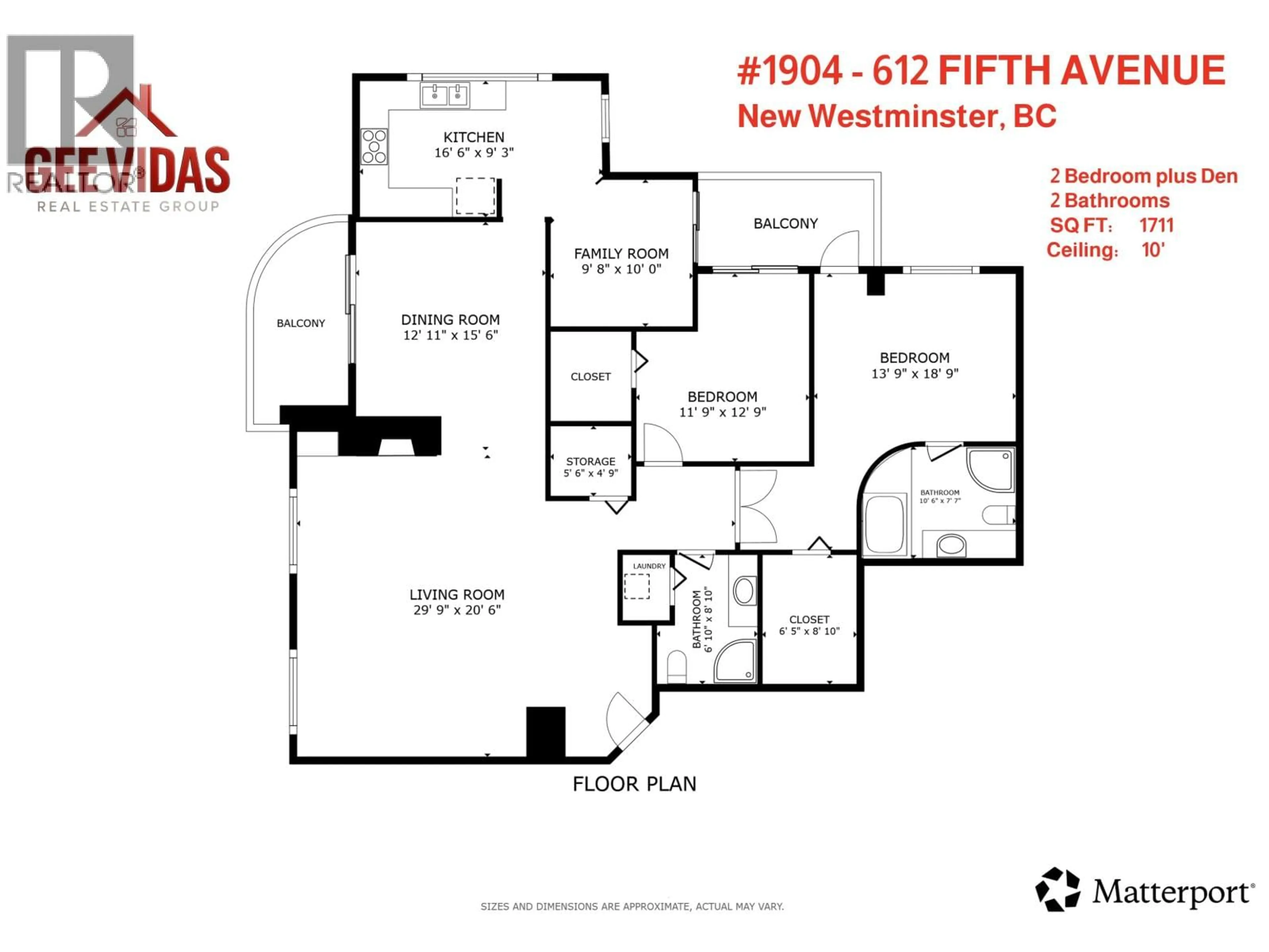 Floor plan for 1904 - 612 FIFTH AVENUE, New Westminster British Columbia V3M1X5