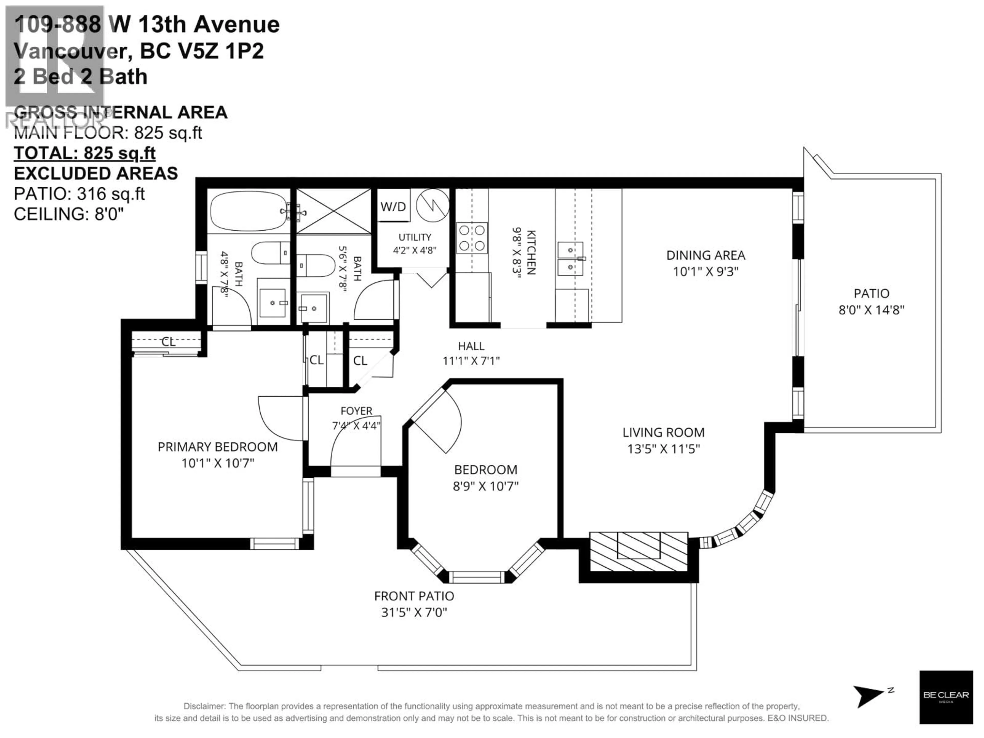 Floor plan for 109 - 888 13TH AVENUE, Vancouver British Columbia V5Z1P2