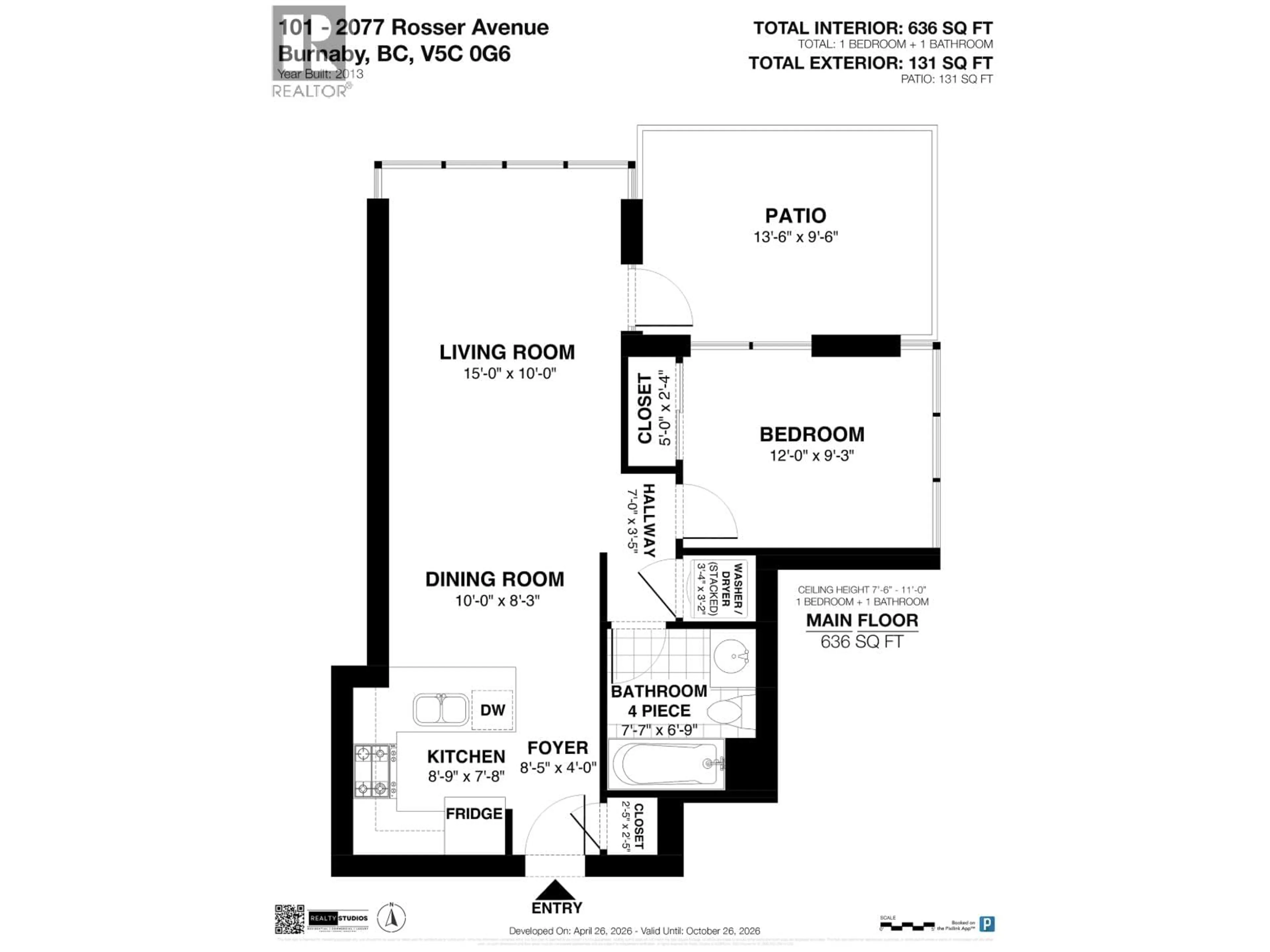 Floor plan for 101 - 2077 ROSSER AVENUE, Burnaby British Columbia V5C0E1