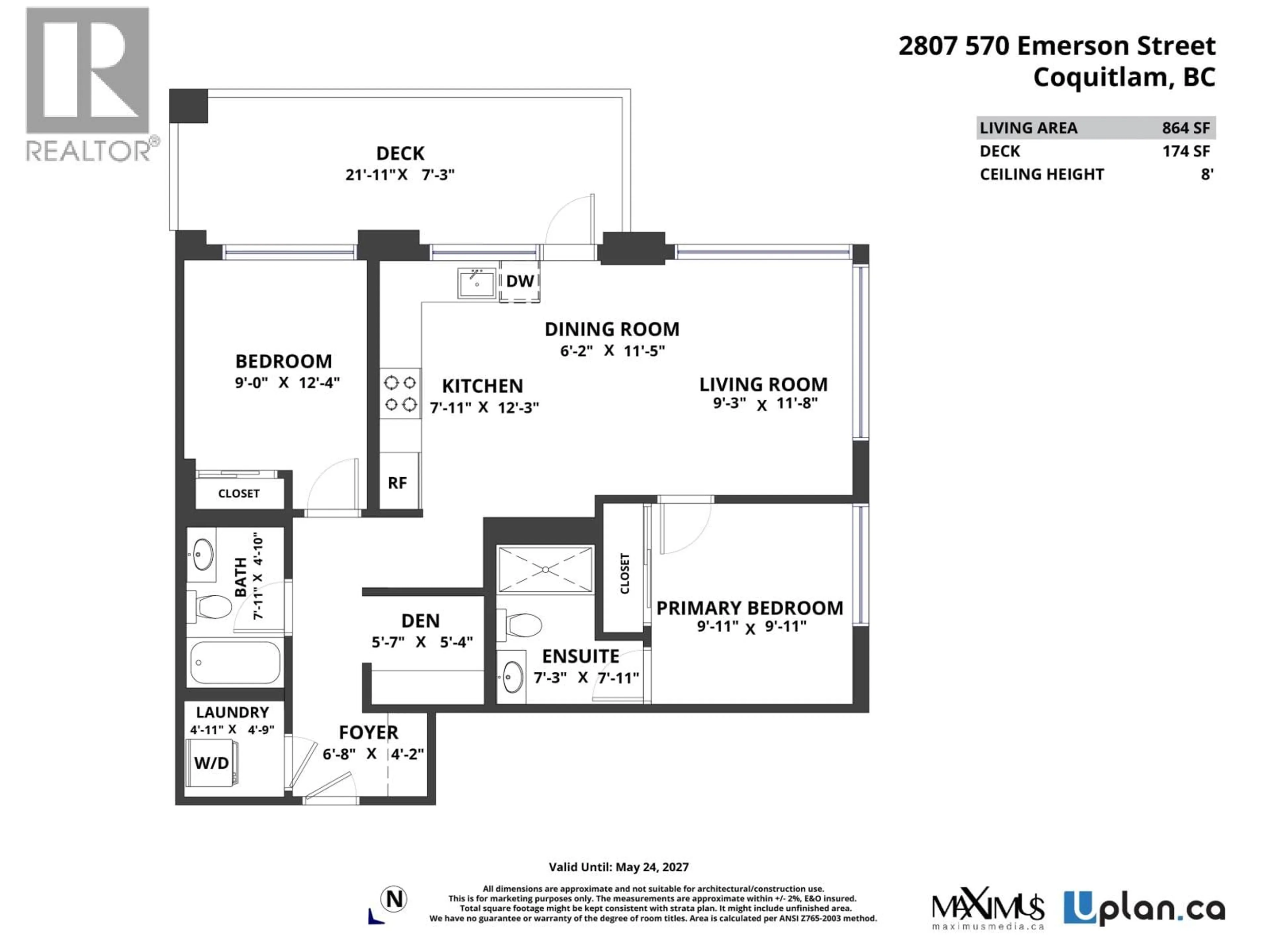 Floor plan for 2807 - 570 EMERSON STREET, Coquitlam British Columbia V3J0G3