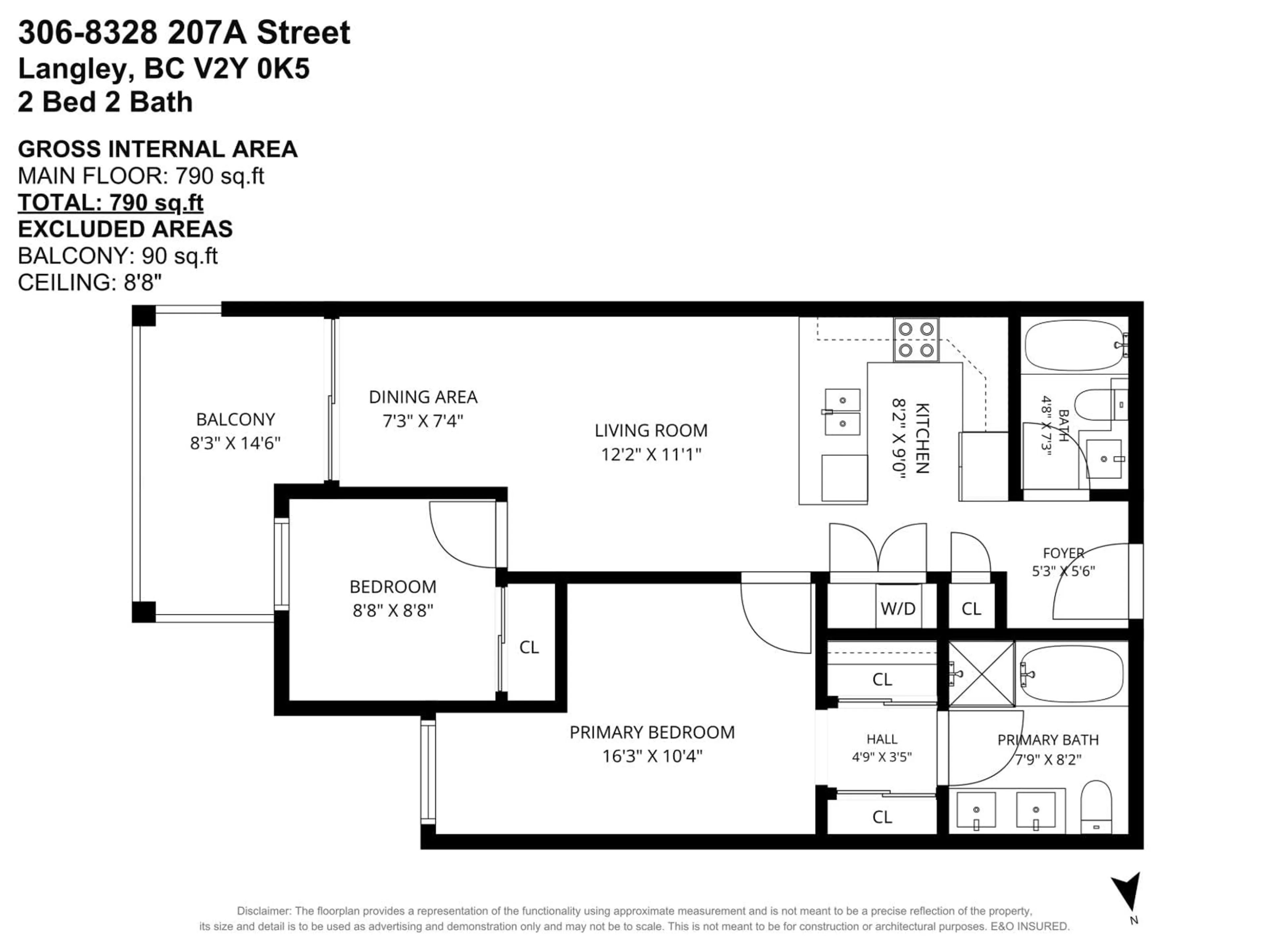 Floor plan for 306 - 8328 207A STREET, Langley British Columbia V2Y0K5