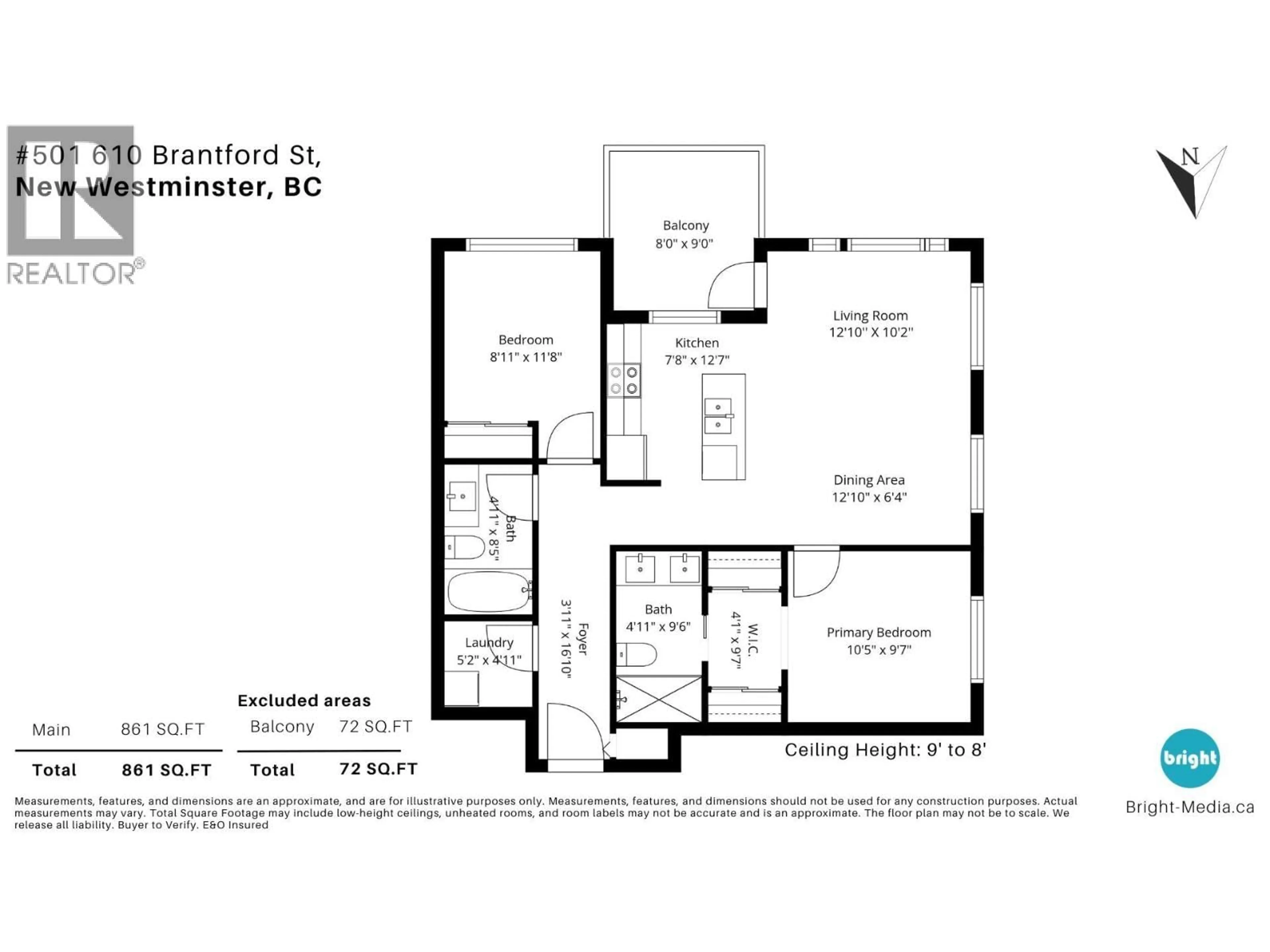 Floor plan for 501 - 610 BRANTFORD STREET, New Westminster British Columbia V3M1W7