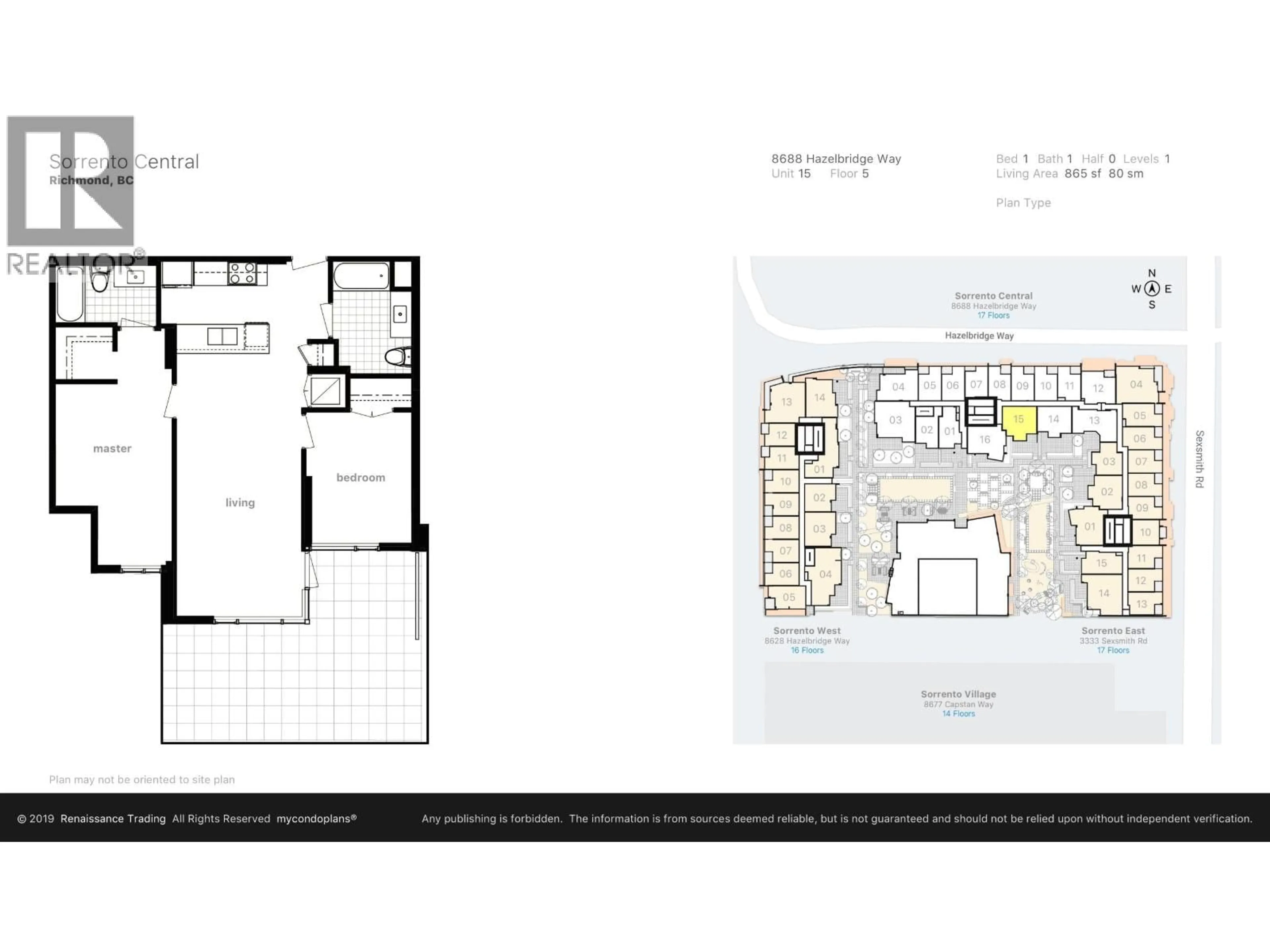 Floor plan for 515 - 8688 HAZELBRIDGE WAY, Richmond British Columbia V6X0R6