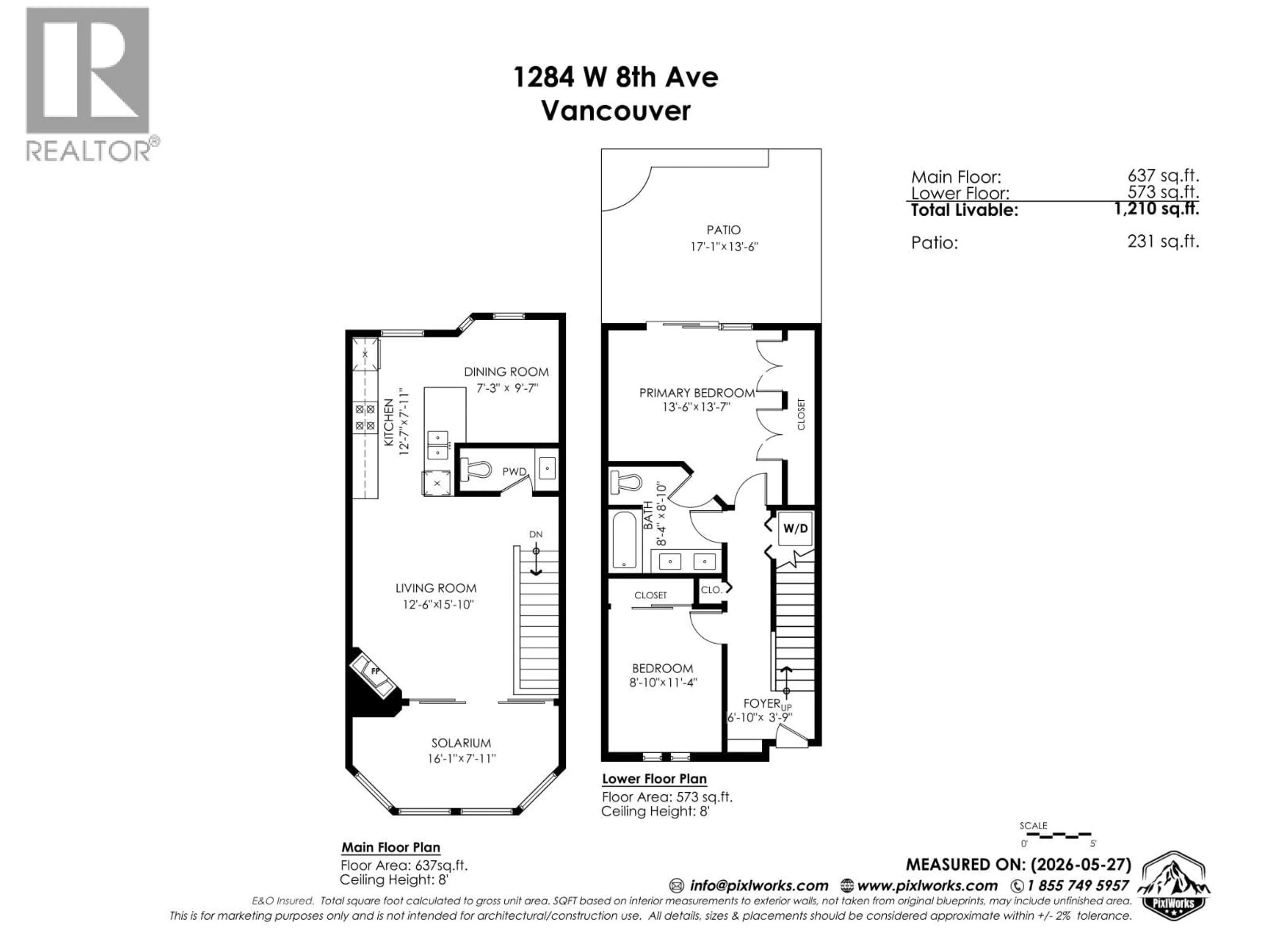 Floor plan for 1284 8TH AVENUE, Vancouver British Columbia V6H3Y9