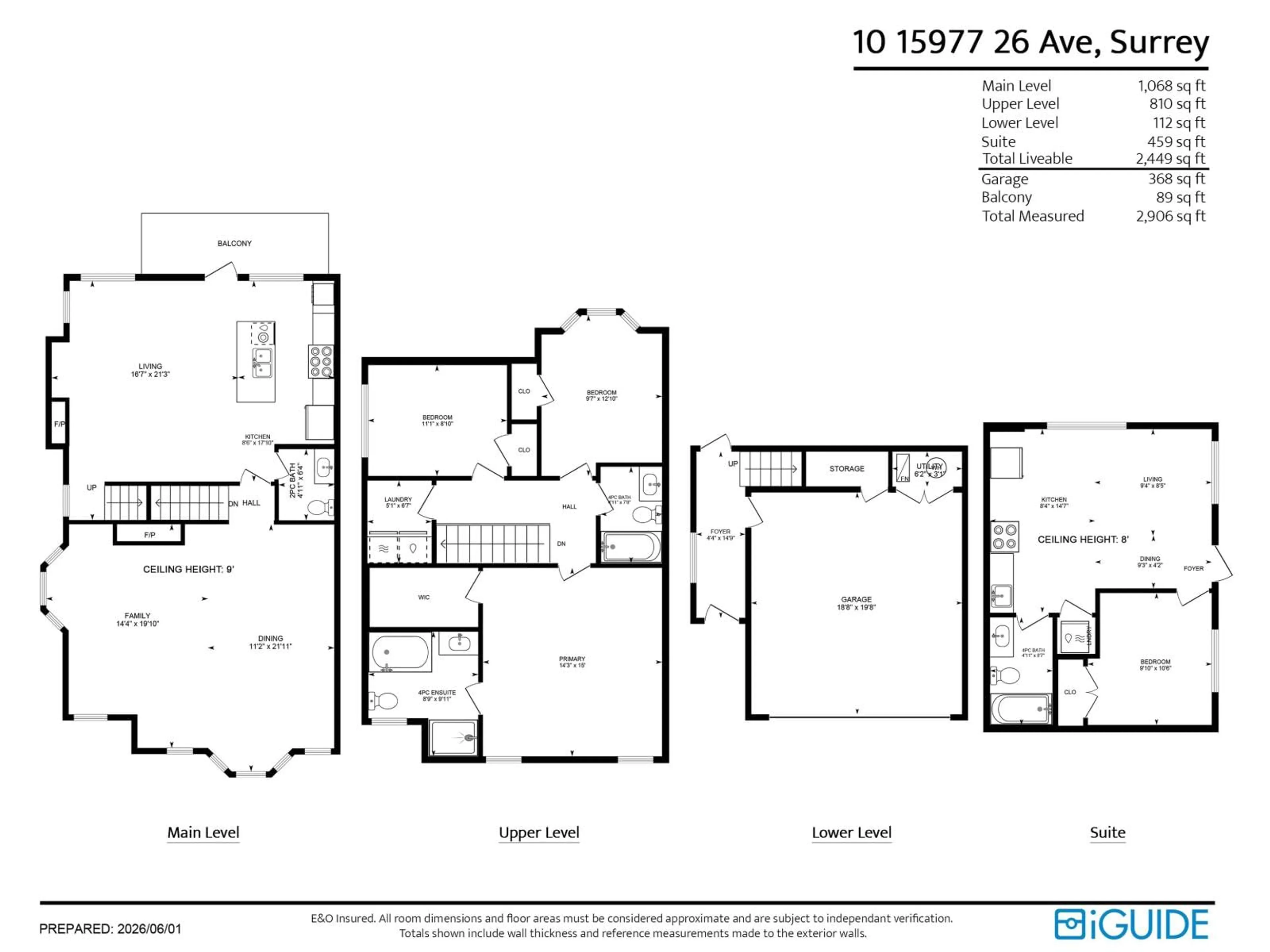 Floor plan for 10 - 15977 26 AVENUE, Surrey British Columbia V3Z2W7