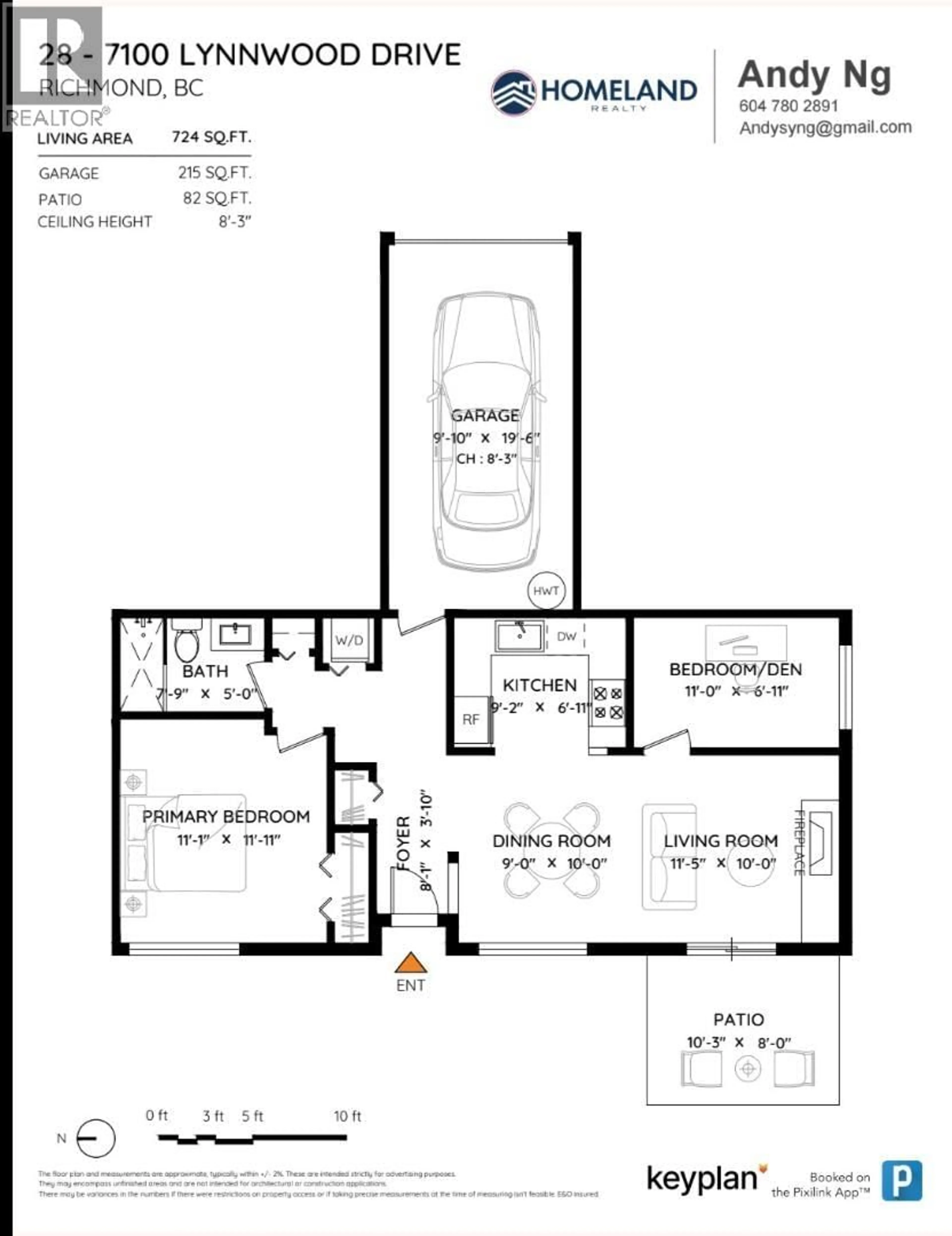 Floor plan for 28 - 7100 LYNNWOOD DRIVE, Richmond British Columbia V7C5S8