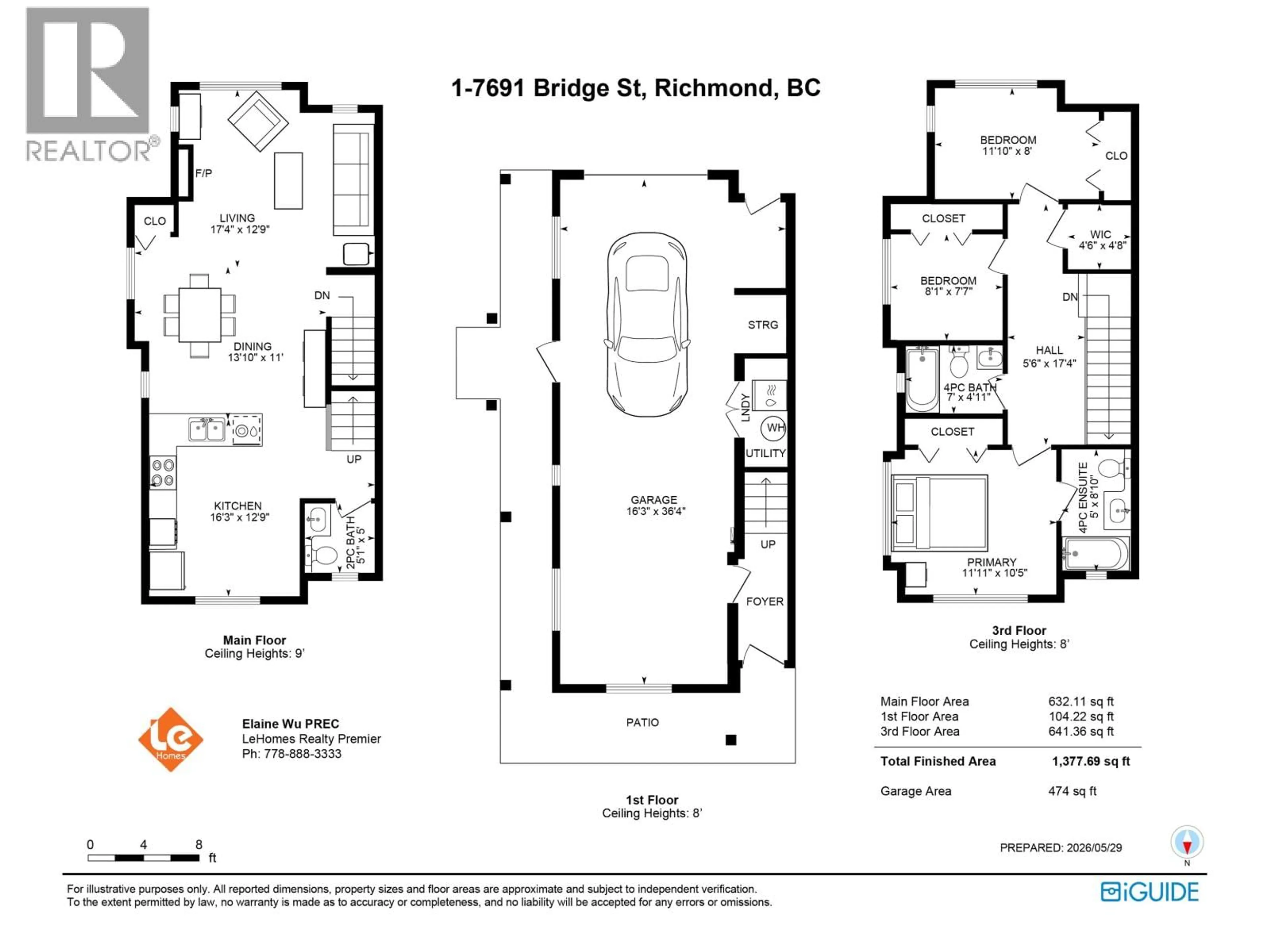 Floor plan for 1 - 7691 BRIDGE STREET, Richmond British Columbia V6Y2S6