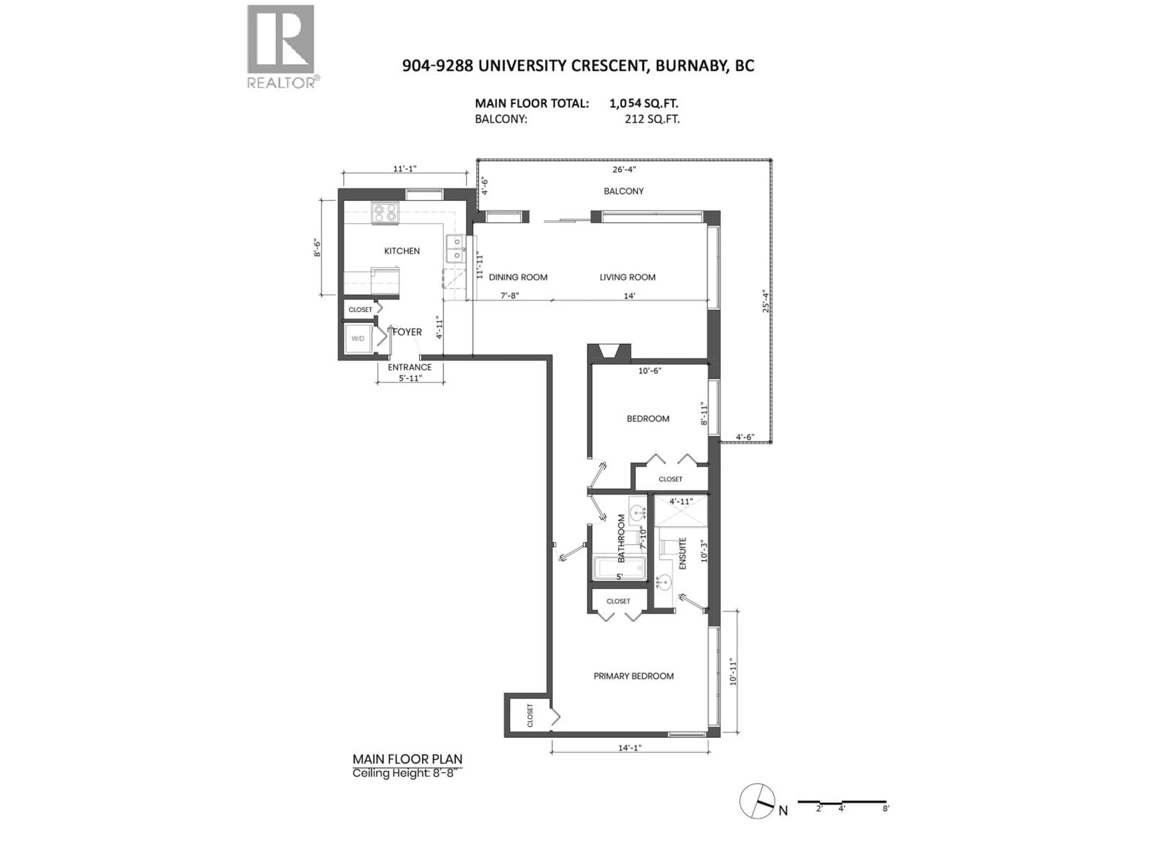 Floor plan for 904 - 9288 UNIVERSITY CRESCENT, Burnaby British Columbia V5A4X7