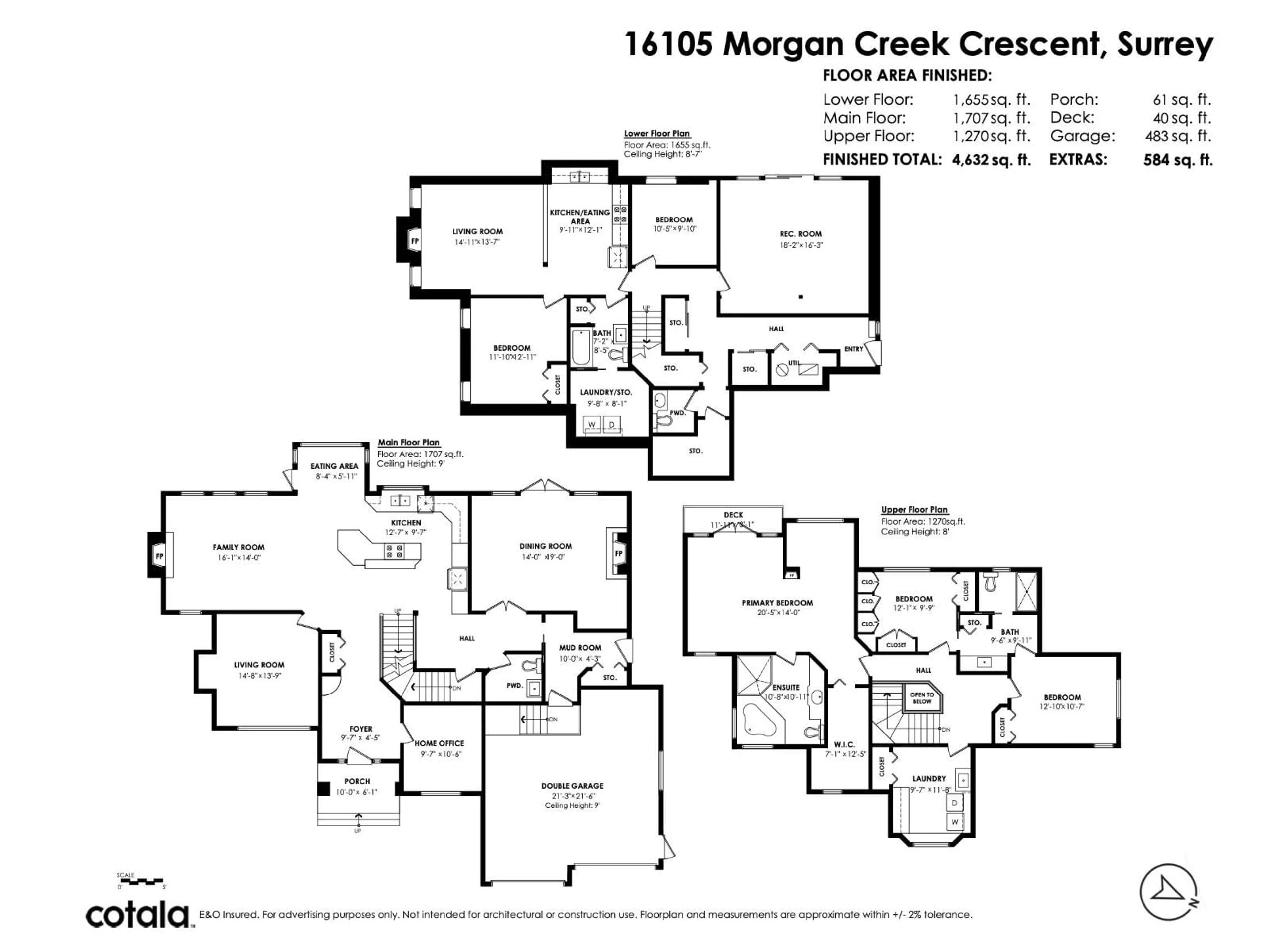 Floor plan for 16105 MORGAN CREEK CRESCENT, Surrey British Columbia V3S0J2