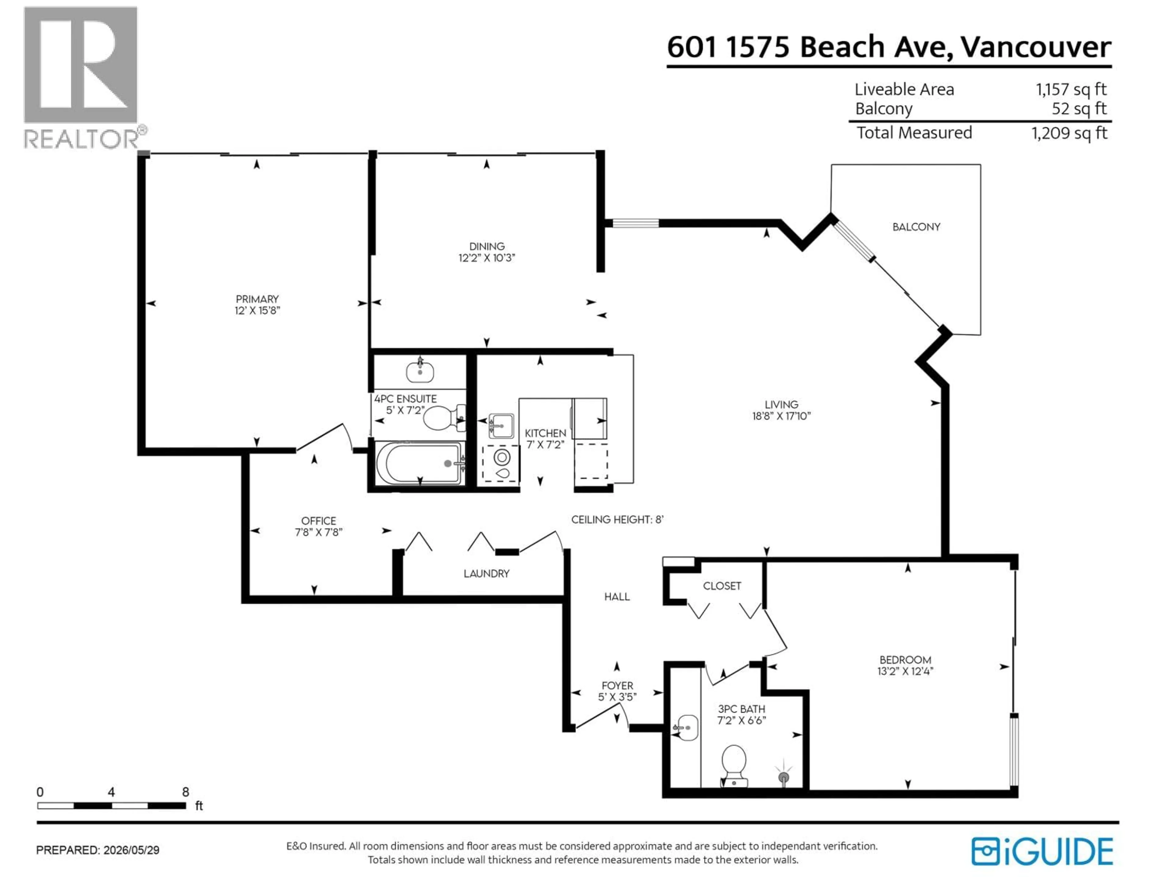 Floor plan for 601 - 1575 BEACH AVENUE, Vancouver British Columbia V6G1Y5