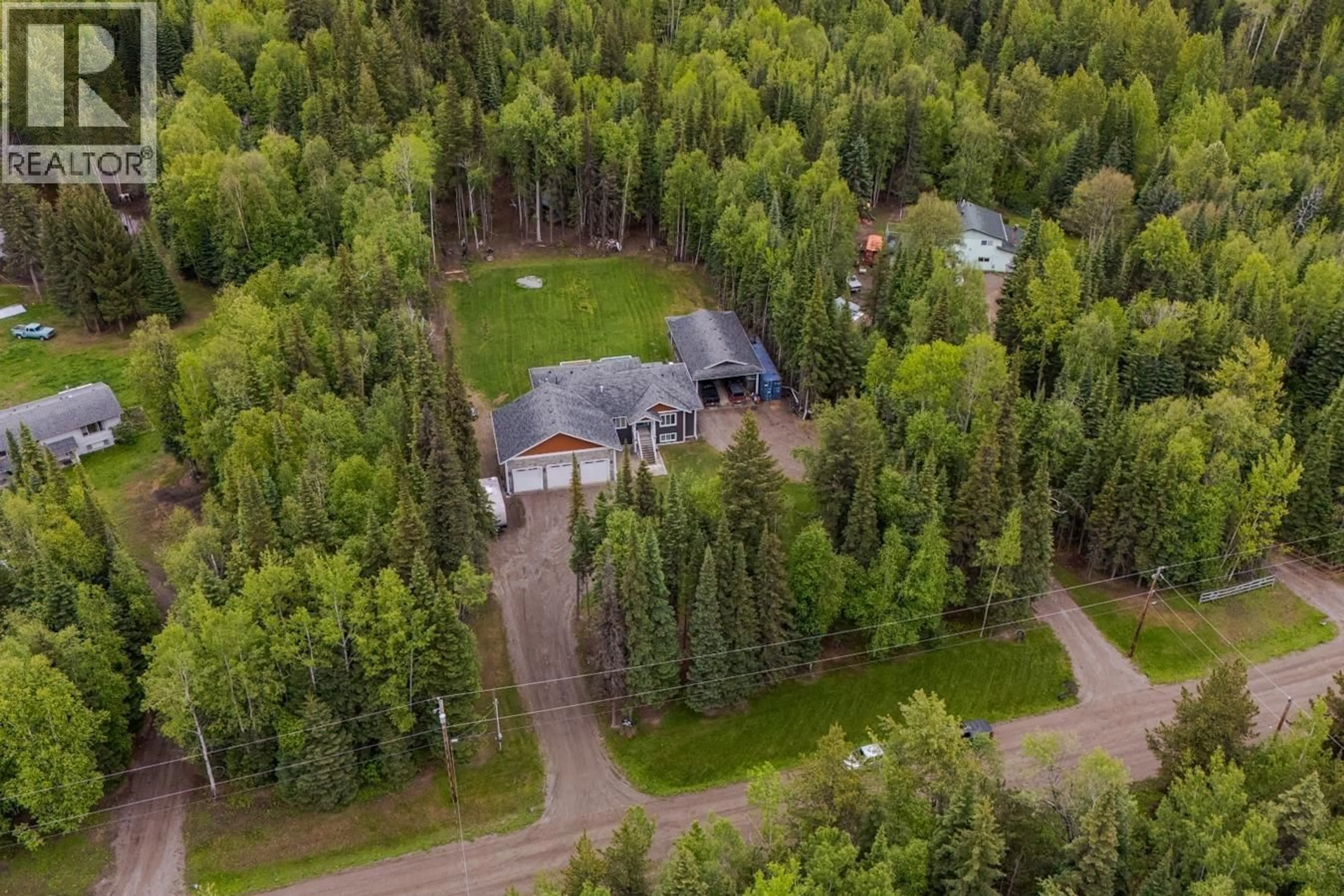 A pic from outside/outdoor area/front of a property/back of a property/a pic from drone, forest/trees view for 8686 HONEYMOON DRIVE, Prince George British Columbia V2K5J8