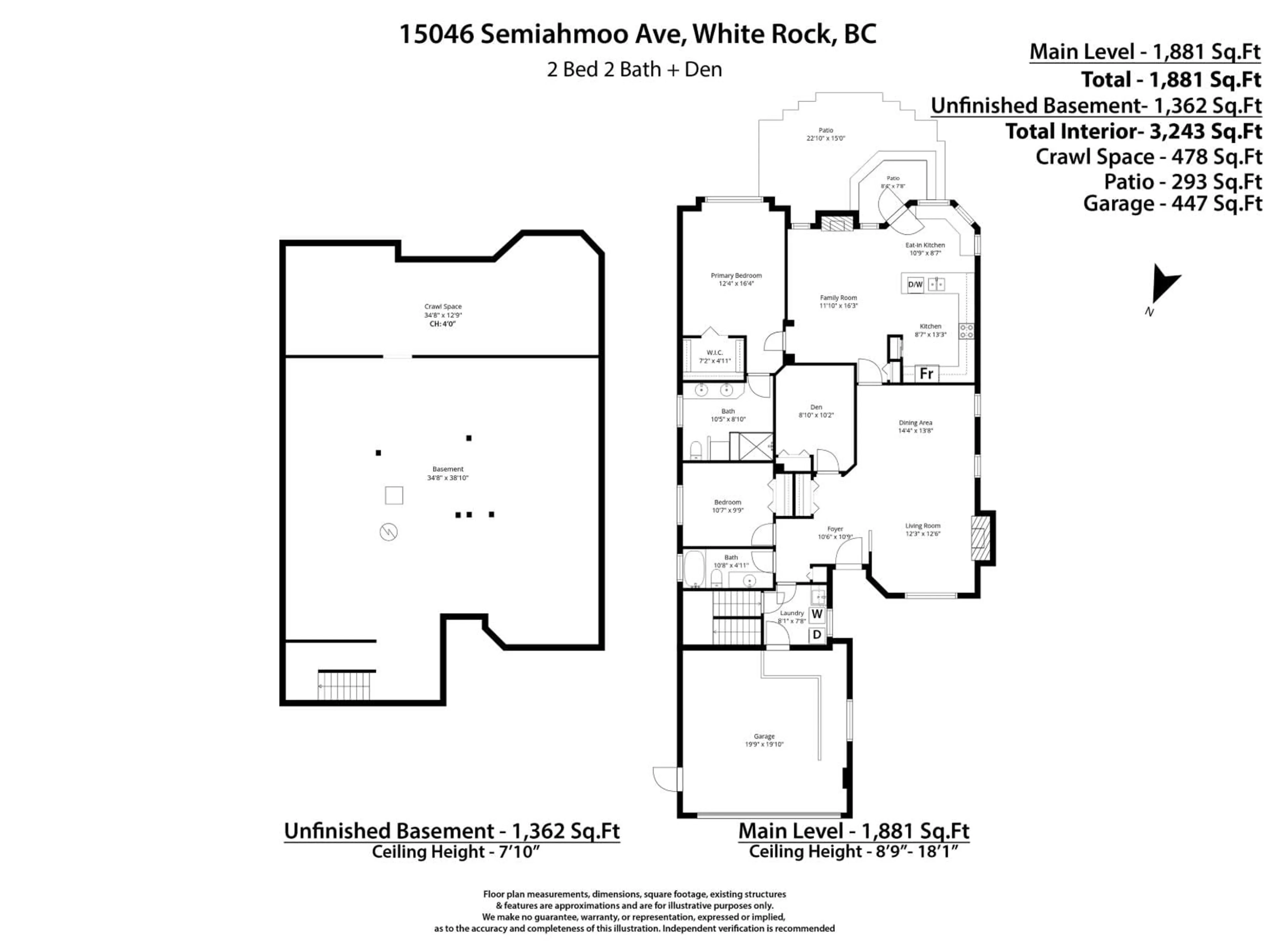 Floor plan for 15046 SEMIAHMOO PLACE, Surrey British Columbia V4P2K3