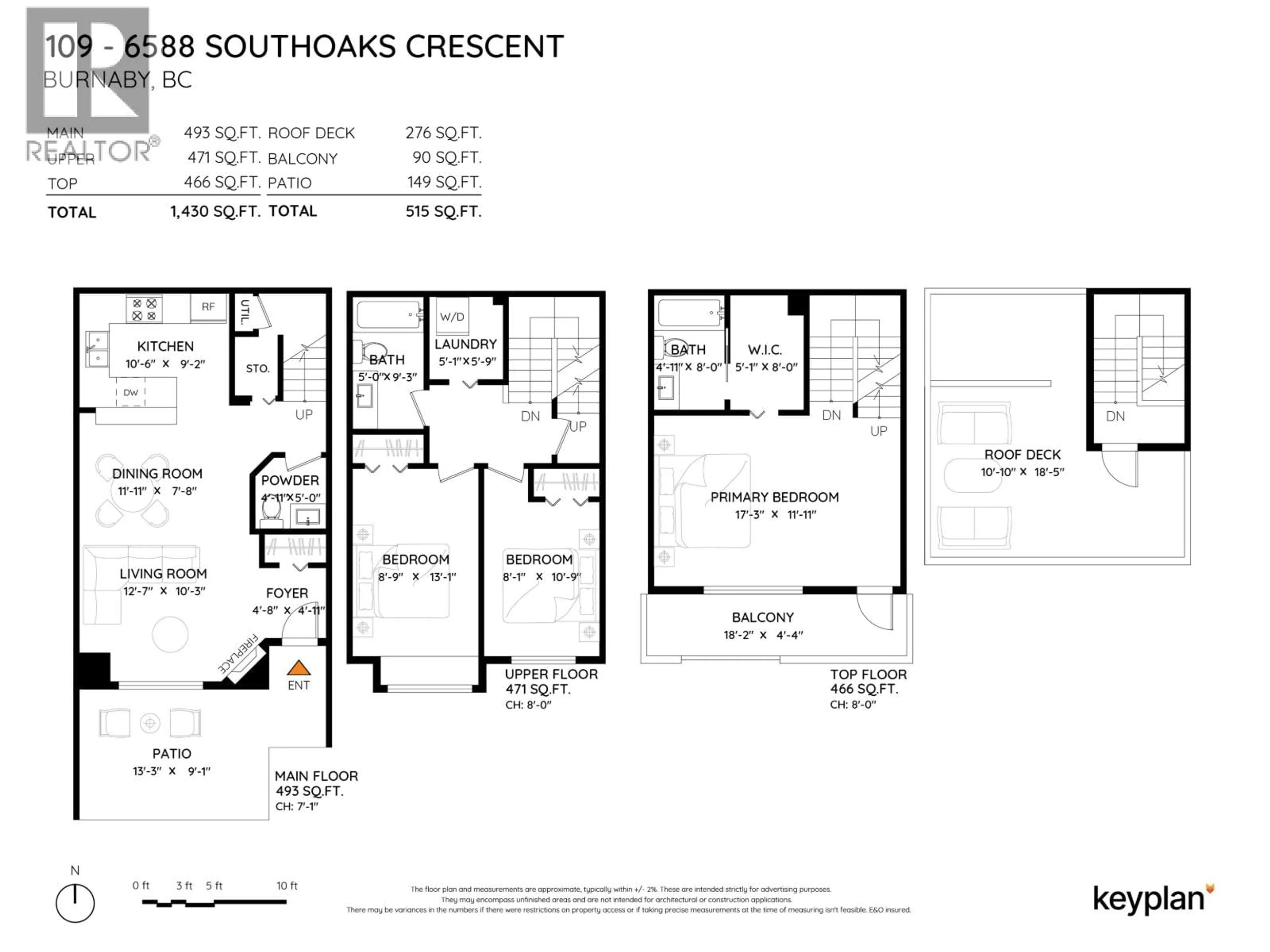 Floor plan for 109 - 6588 SOUTHOAKS CRESCENT, Burnaby British Columbia V5E4K1
