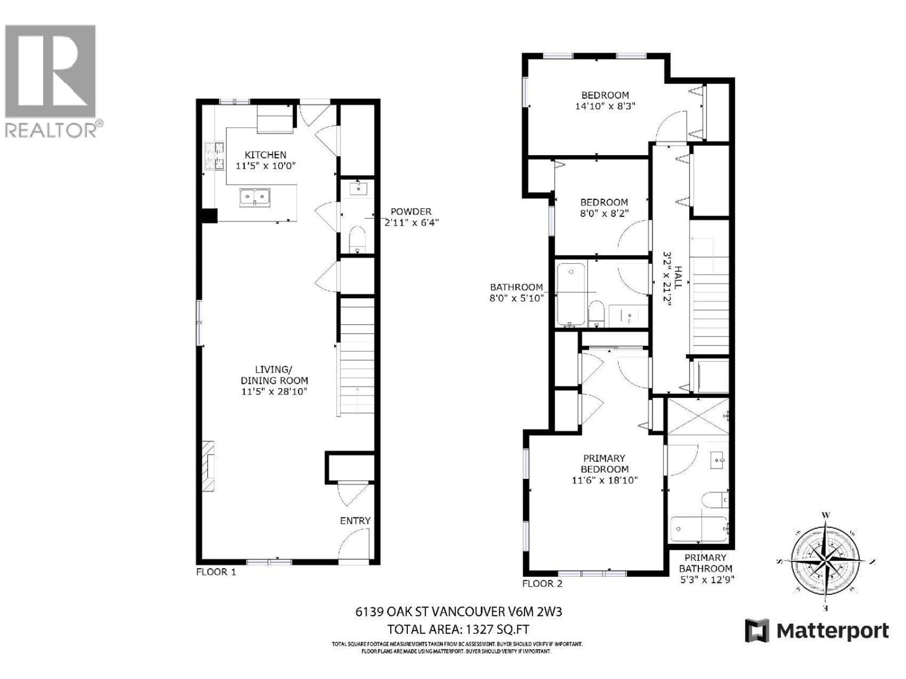 Floor plan for 6139 OAK STREET, Vancouver British Columbia V6M2W3