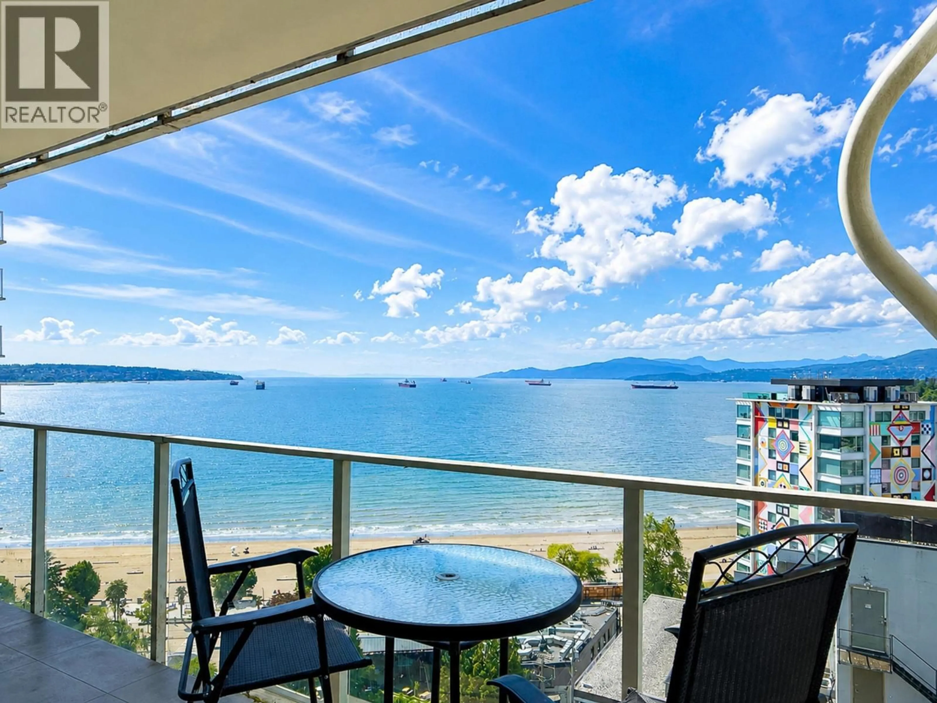 Balcony in the apartment, water/lake/river/ocean view for 1506 - 1221 BIDWELL STREET, Vancouver British Columbia V6G0B1