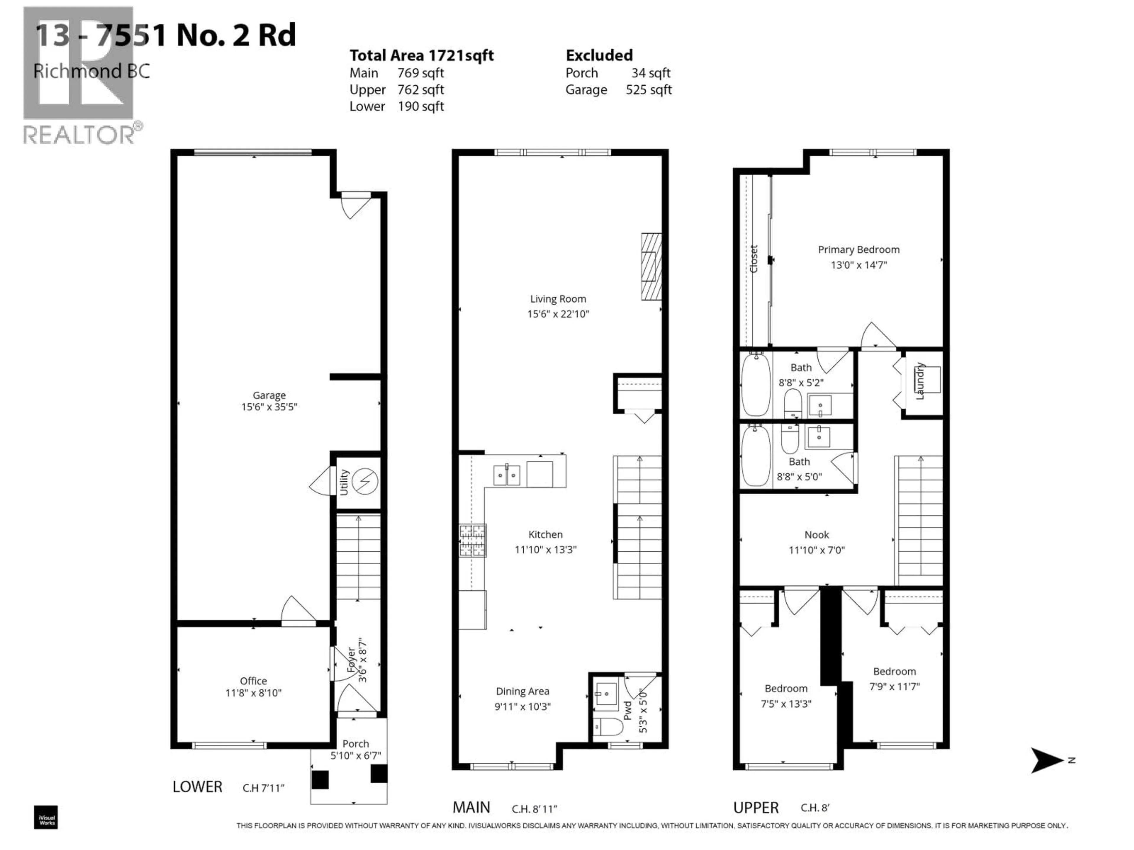 Floor plan for 13 - 7551 NO. 2 ROAD, Richmond British Columbia V7L3L7