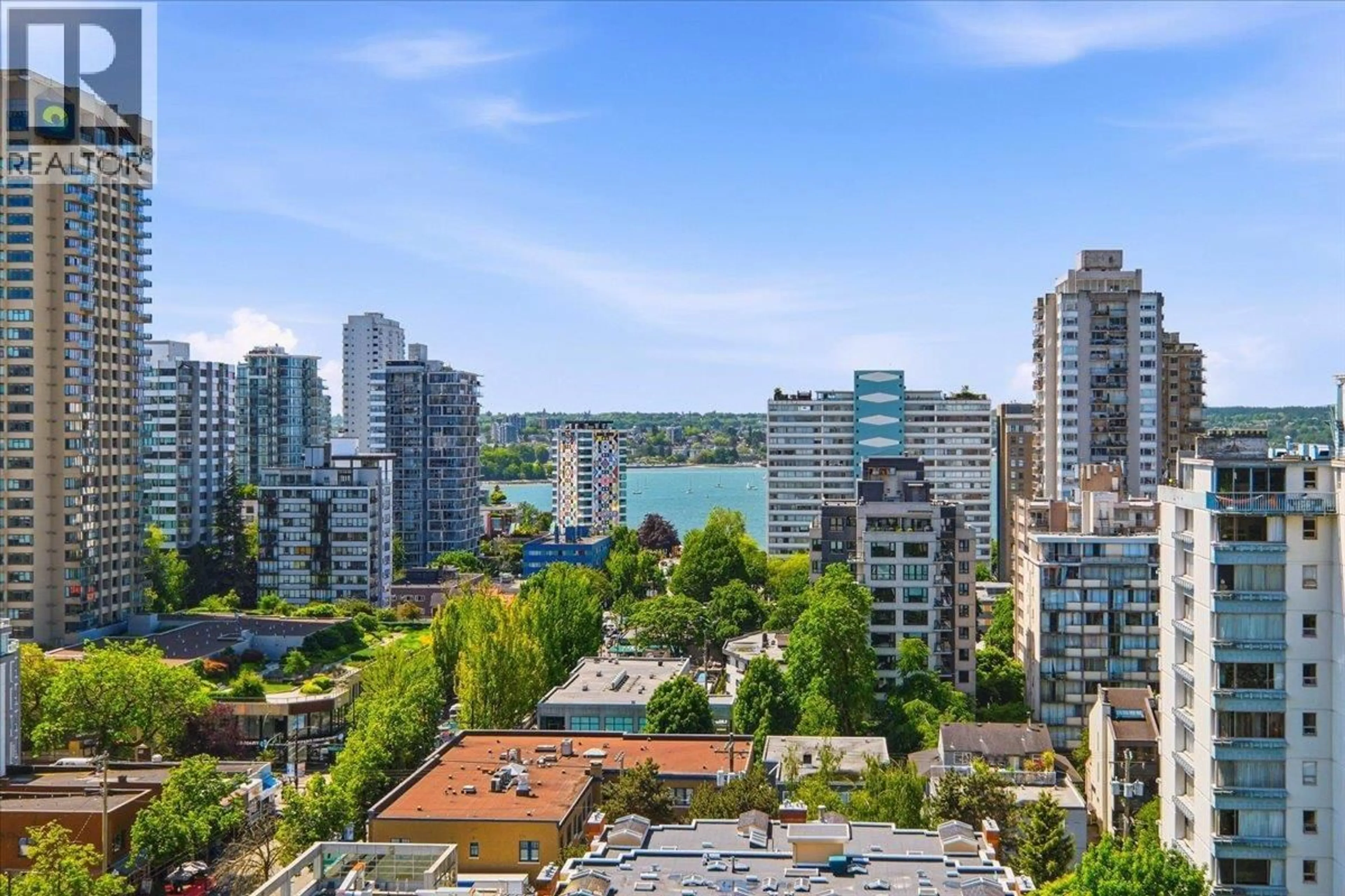 A pic from outside/outdoor area/front of a property/back of a property/a pic from drone, city buildings view from balcony for 1503 - 1816 HARO STREET, Vancouver British Columbia V6G2Y7