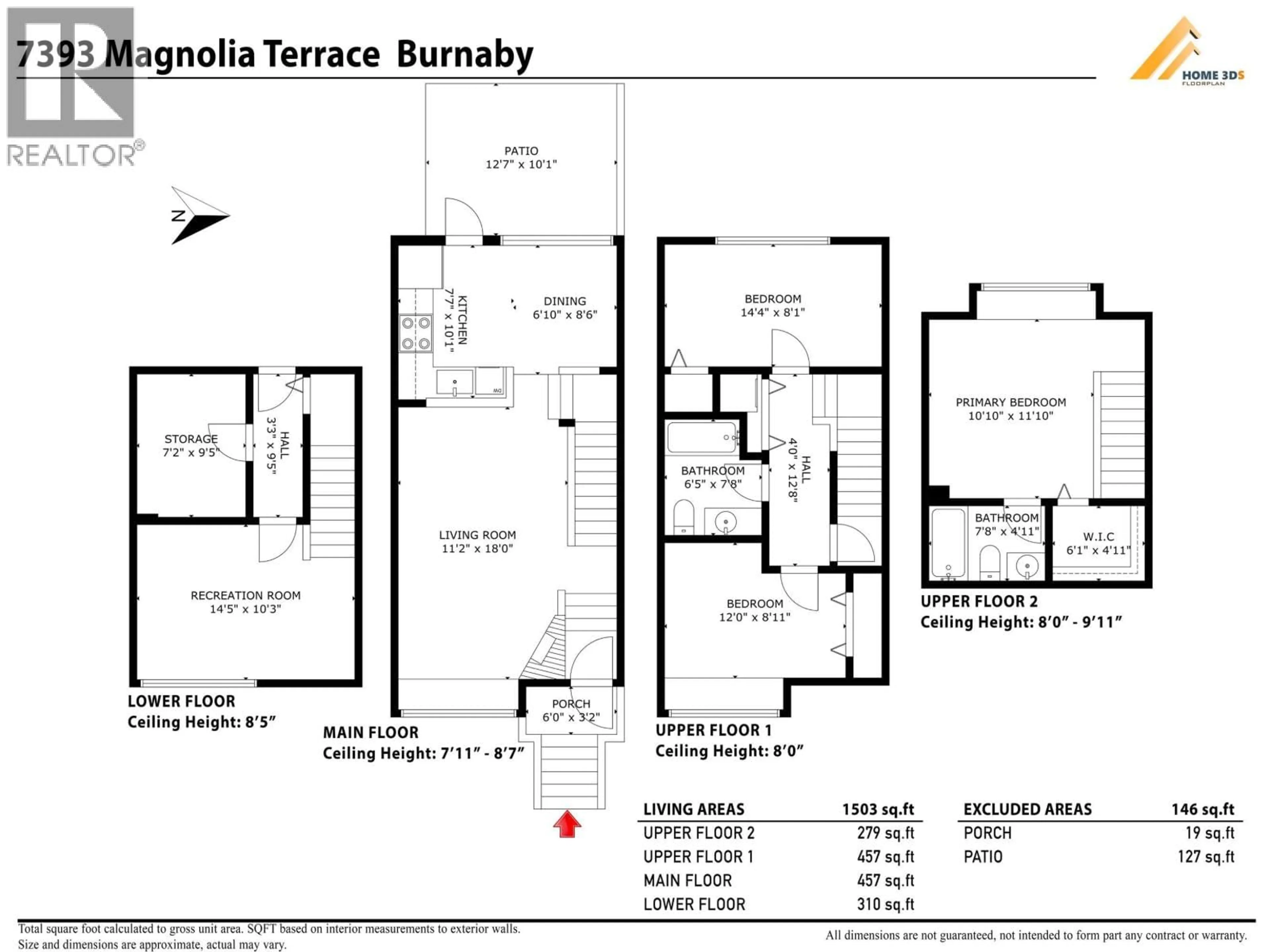 Floor plan for 7393 MAGNOLIA TERRACE, Burnaby British Columbia V5E4M3
