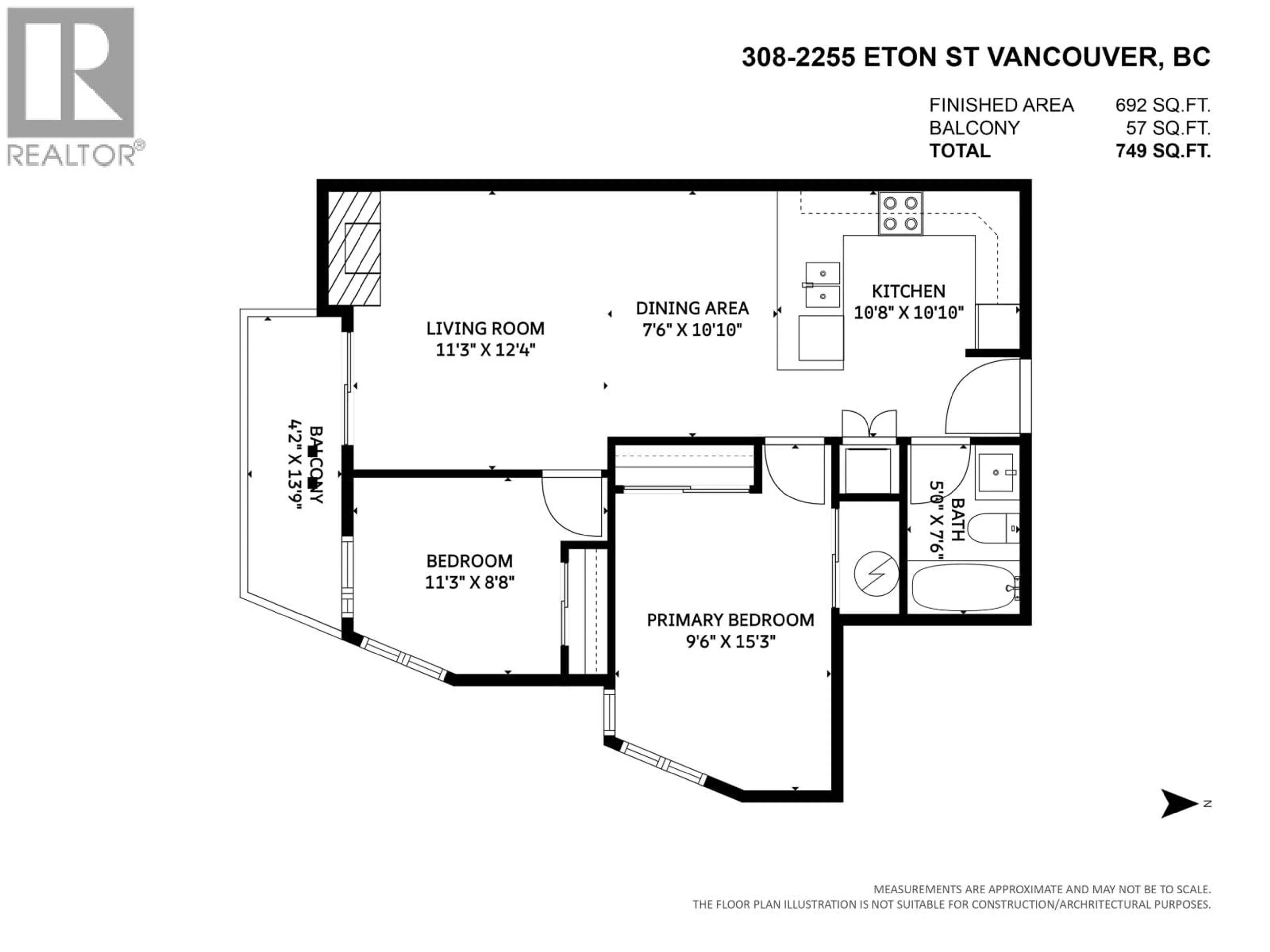 Floor plan for 308 - 2255 ETON STREET, Vancouver British Columbia V5L1C9