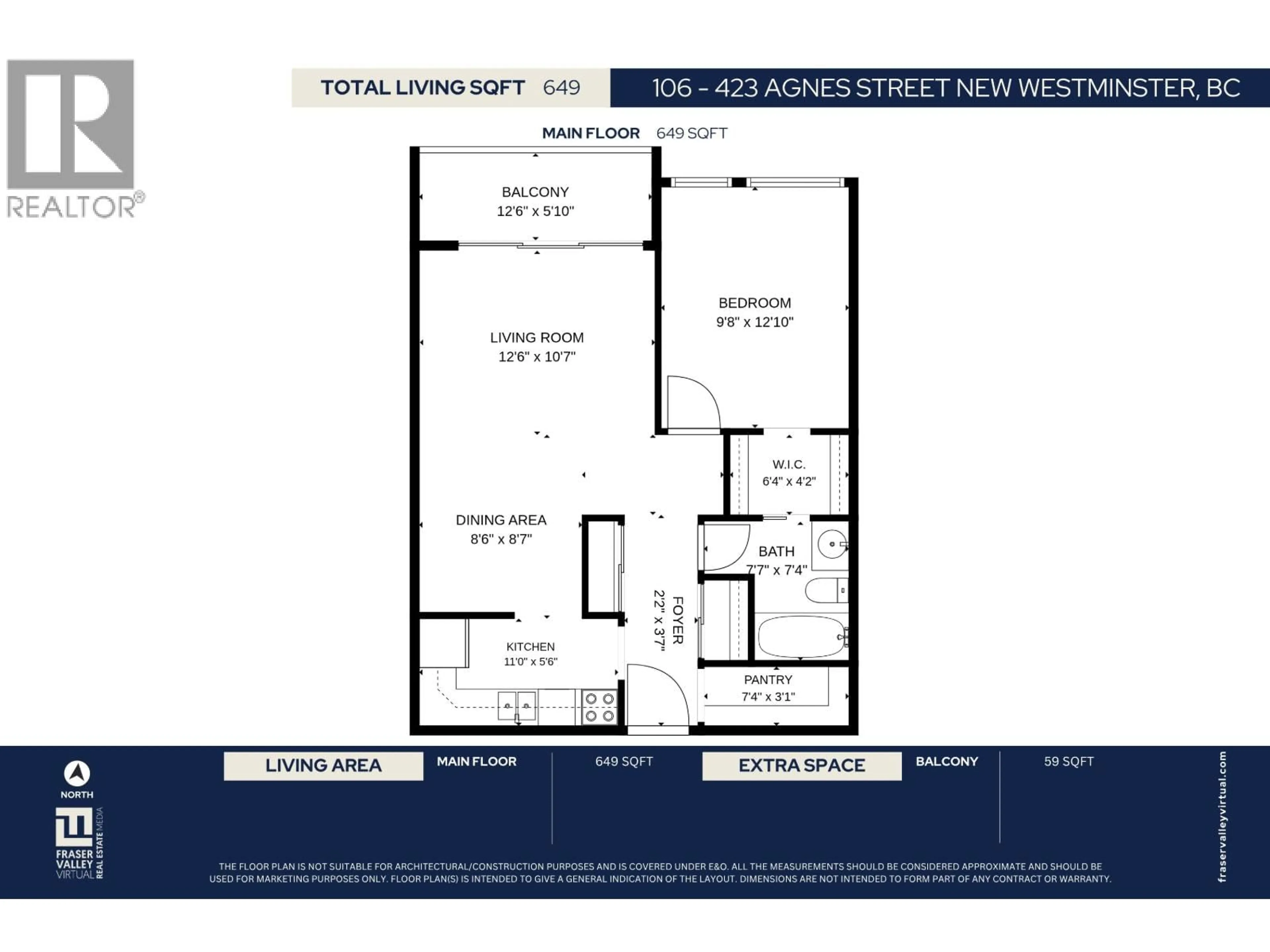 Floor plan for 106 - 423 AGNES STREET, New Westminster British Columbia V3L1G2