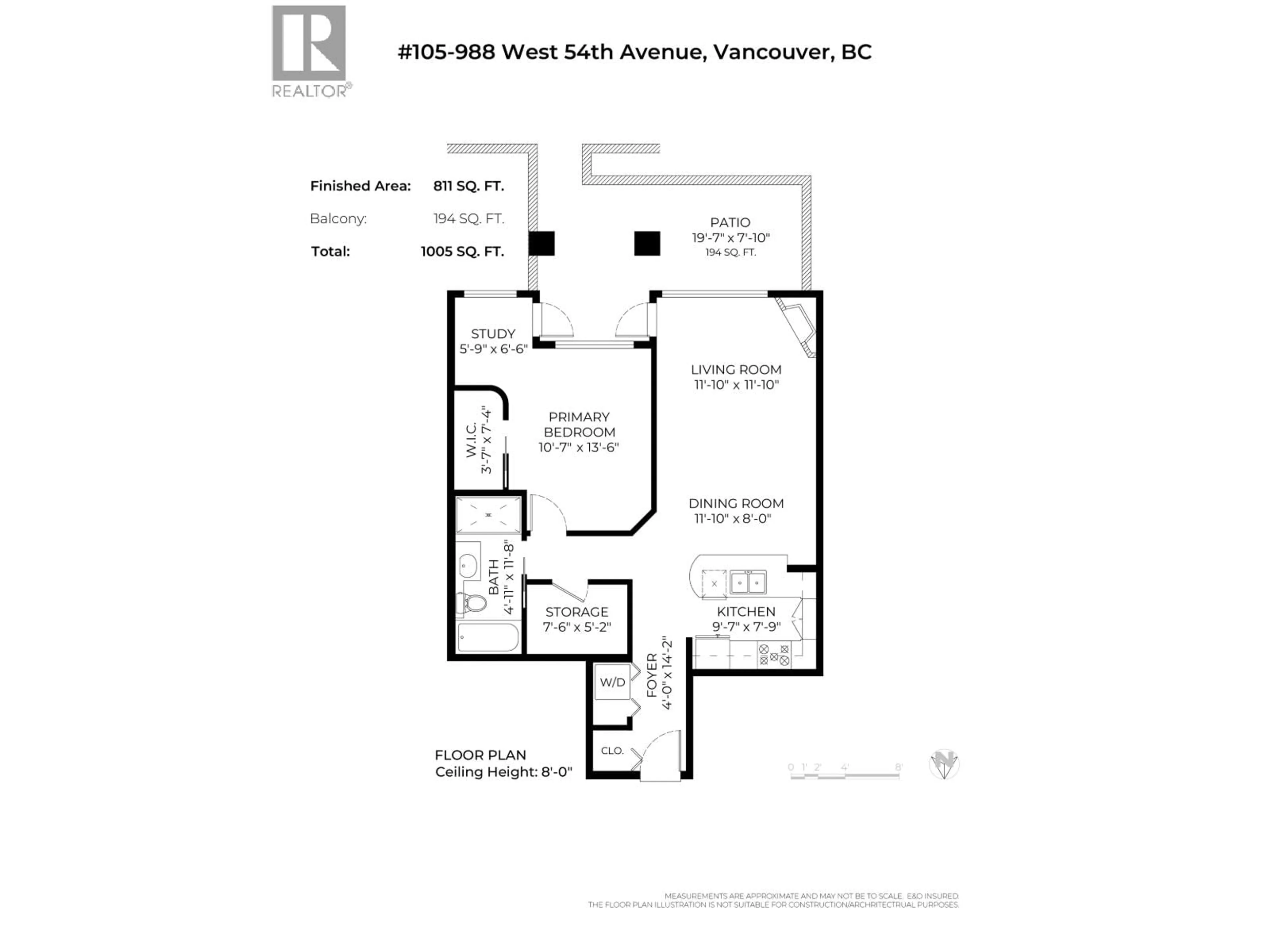 Floor plan for 105 - 988 54TH AVENUE, Vancouver British Columbia V6P1M9