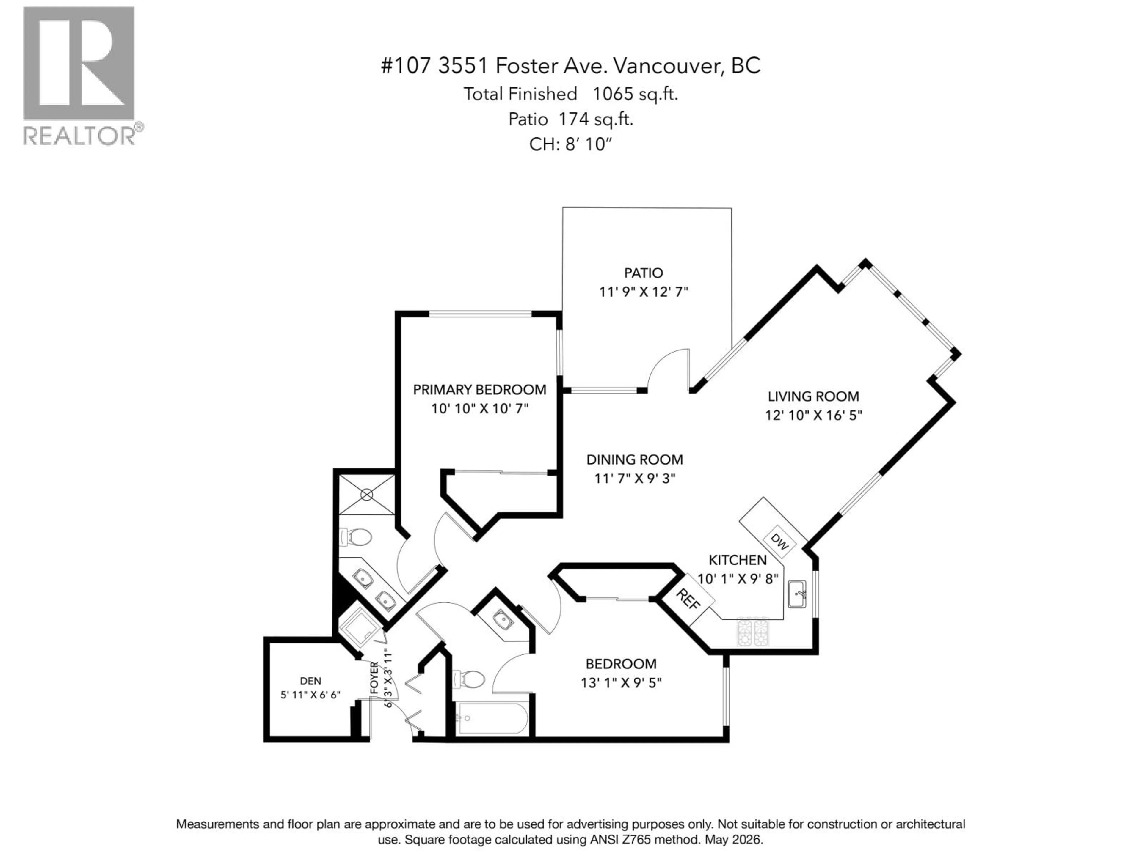 Floor plan for 107 - 3551 FOSTER AVENUE, Vancouver British Columbia V5R0A1