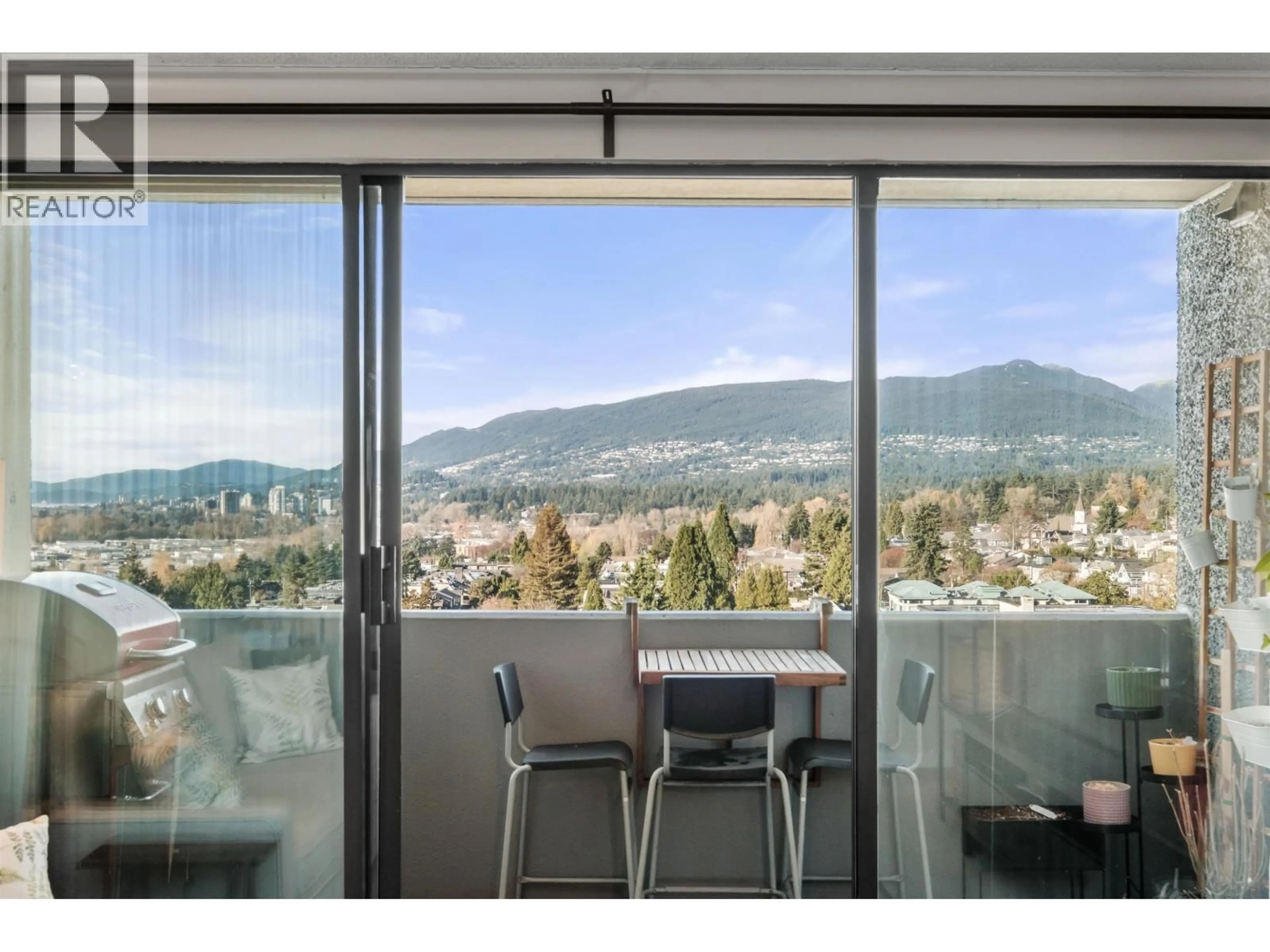 Balcony in the apartment, mountain view for 1205 - 110 4TH STREET, North Vancouver British Columbia V7M3H3