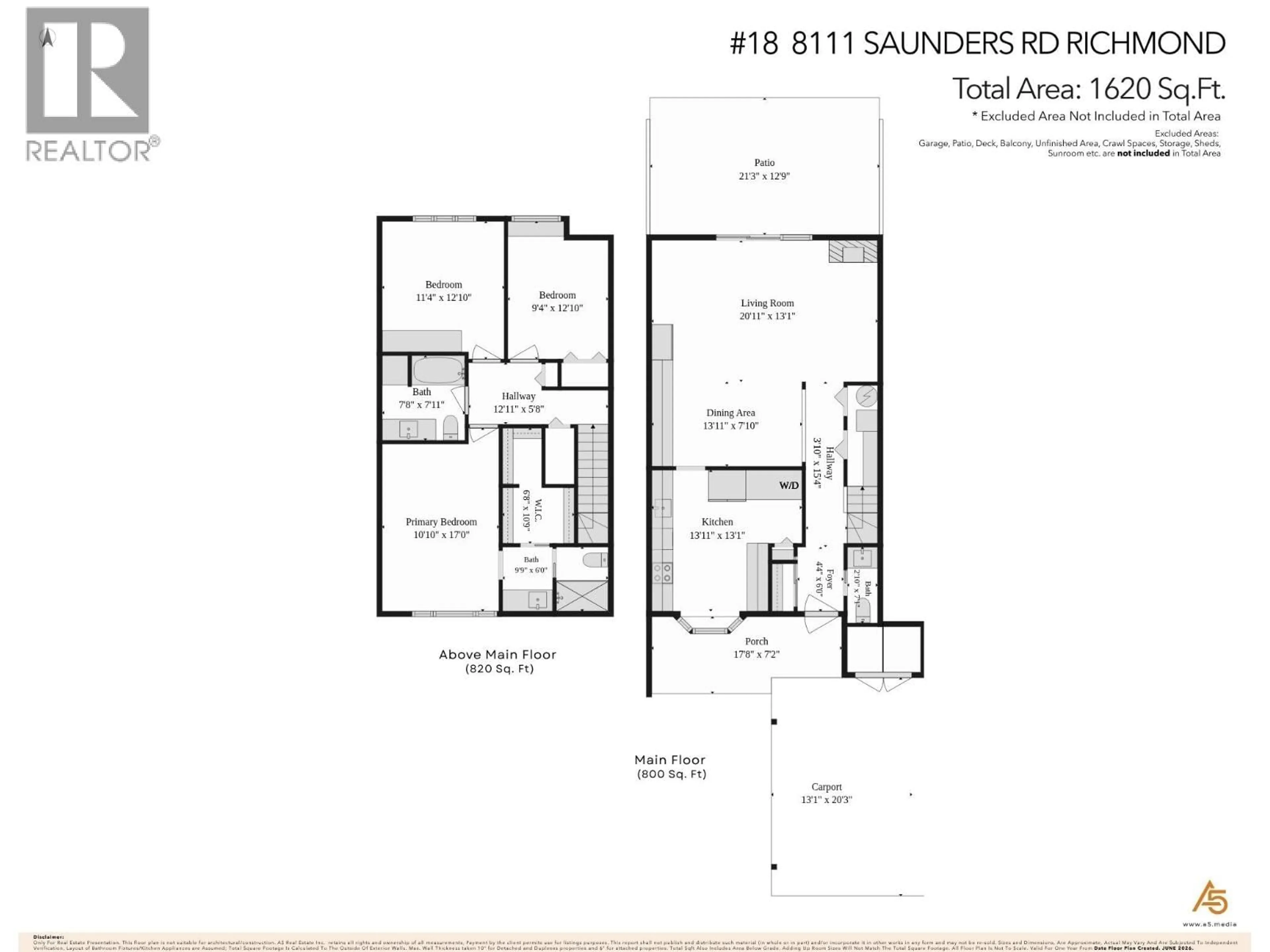 Floor plan for 18 - 8111 SAUNDERS ROAD, Richmond British Columbia V7A4L9