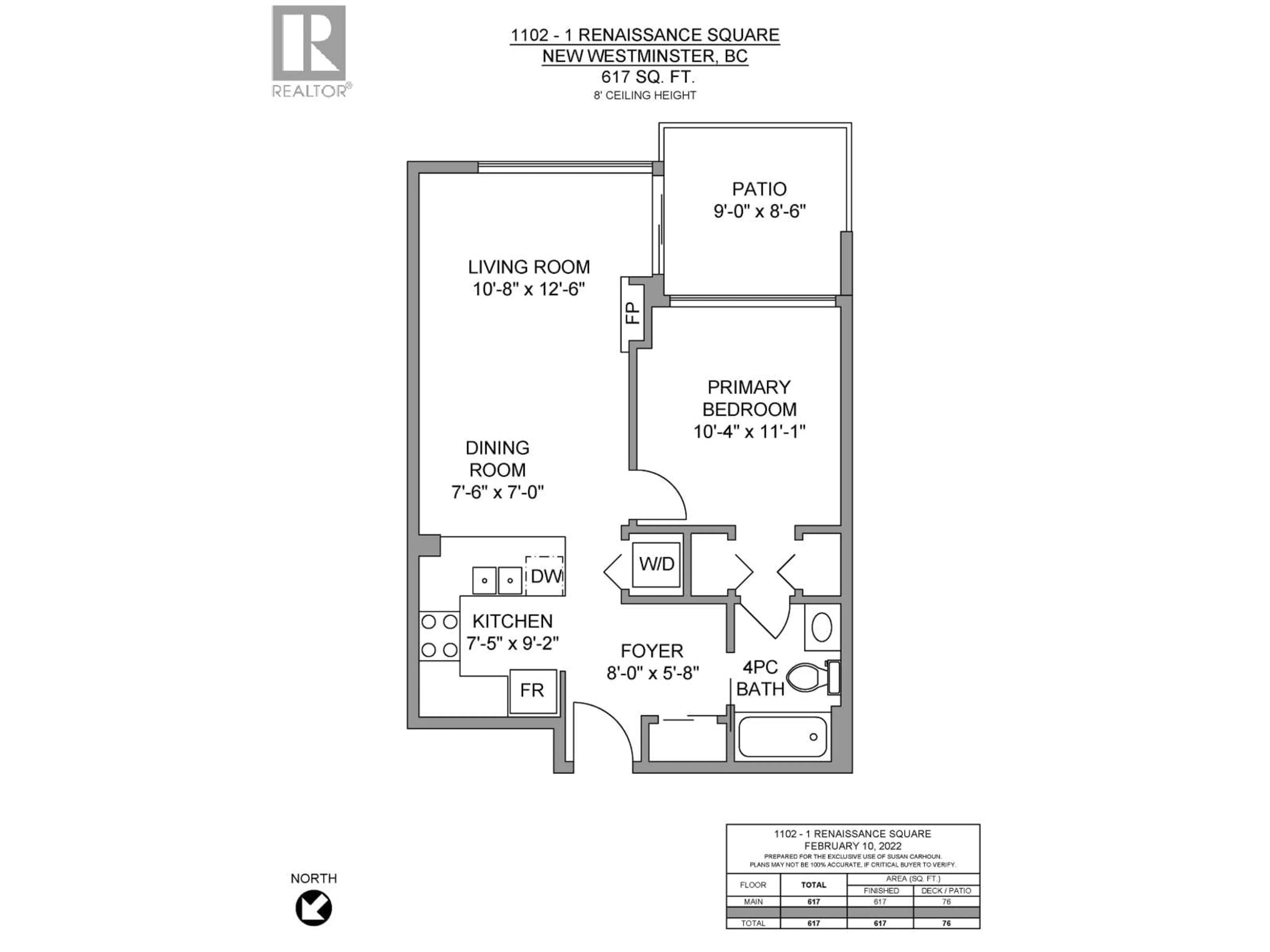 Floor plan for 1102 - 1 RENAISSANCE SQUARE, New Westminster British Columbia V3M0B6