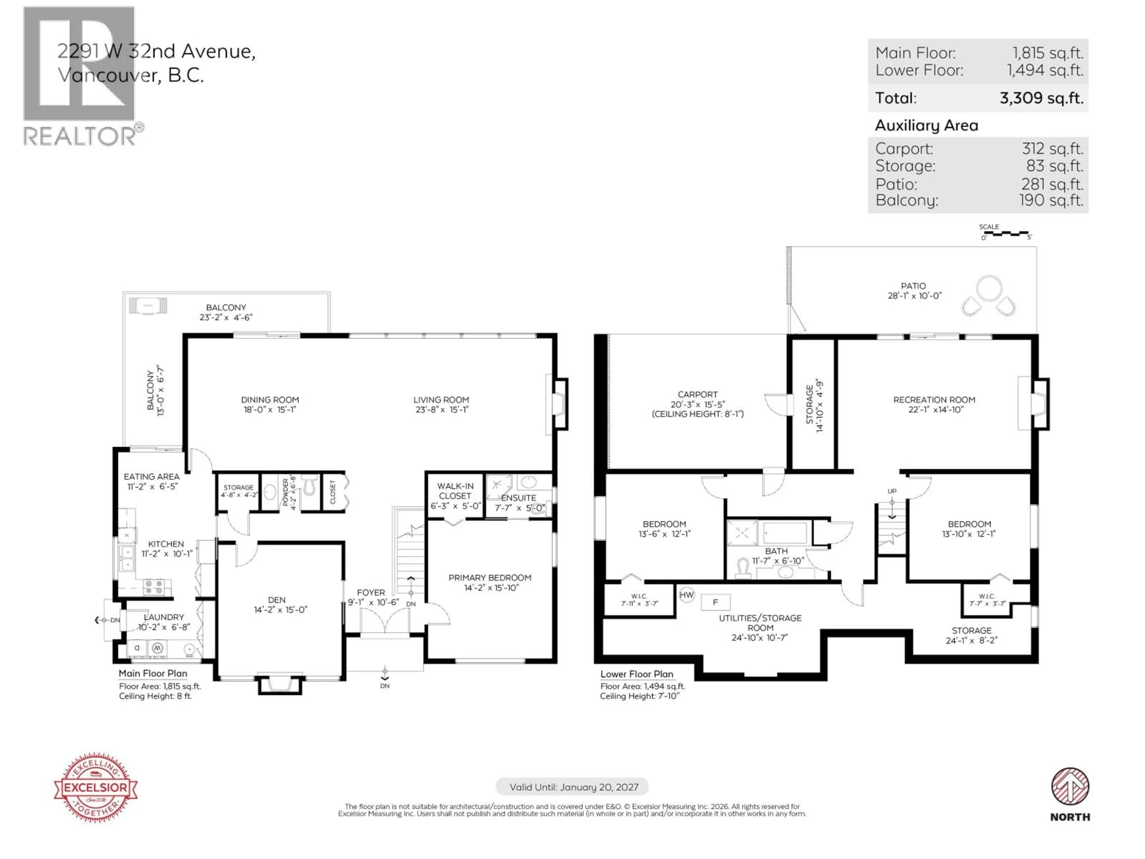 Floor plan for 2291 32ND AVENUE, Vancouver British Columbia V6L2B1