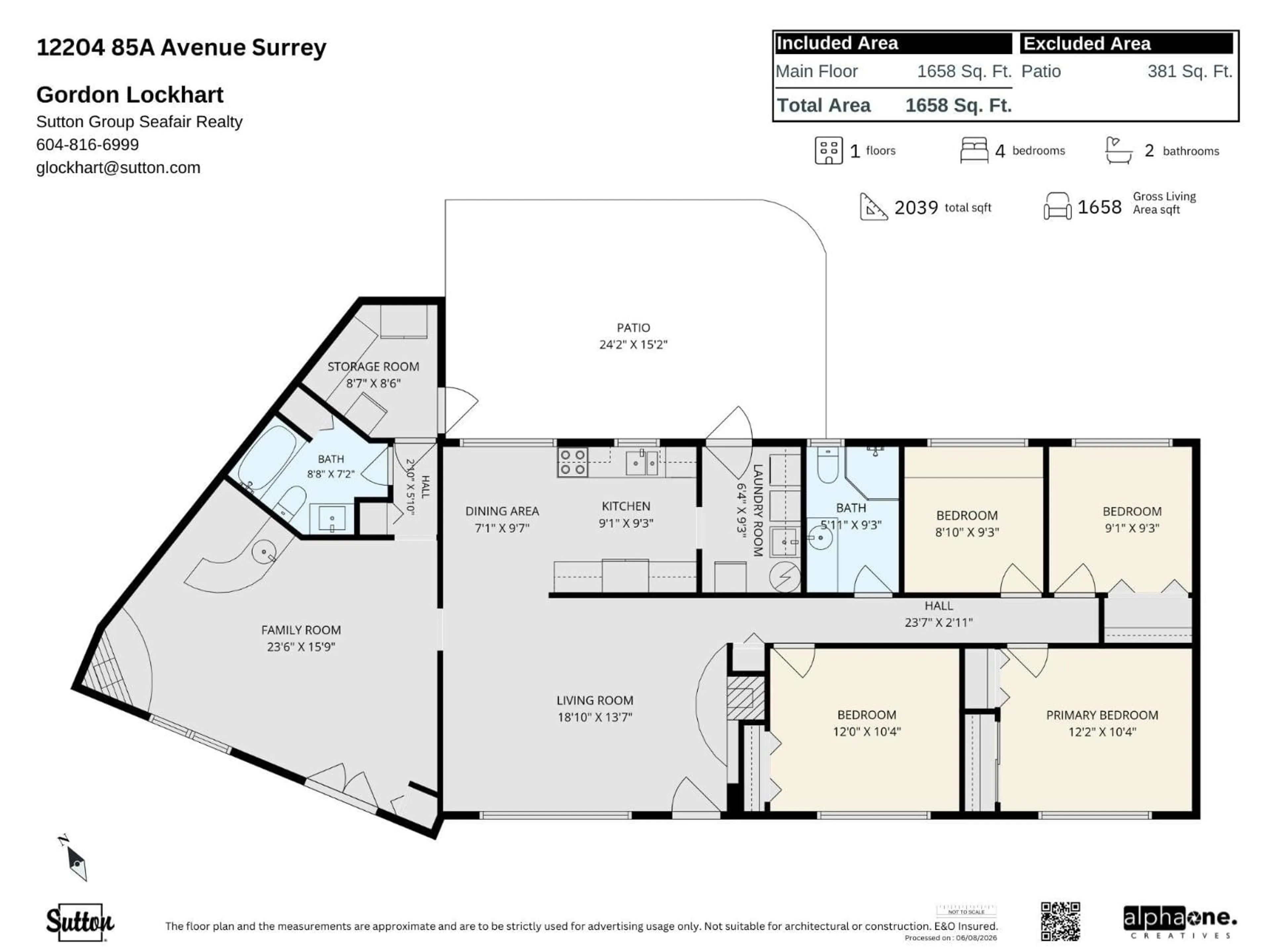 Floor plan for 12204 85A AVENUE, Surrey British Columbia V3W3H6
