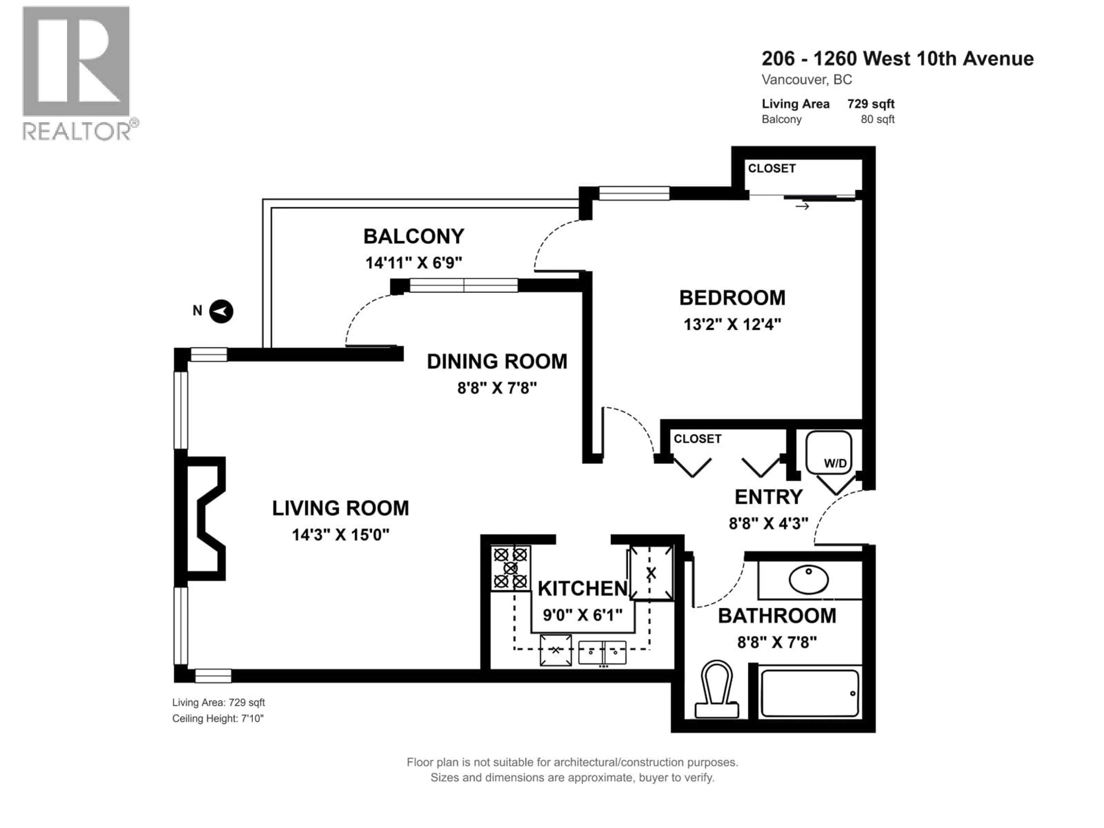 Floor plan for 206 - 1260 10TH AVENUE, Vancouver British Columbia V6H1J3